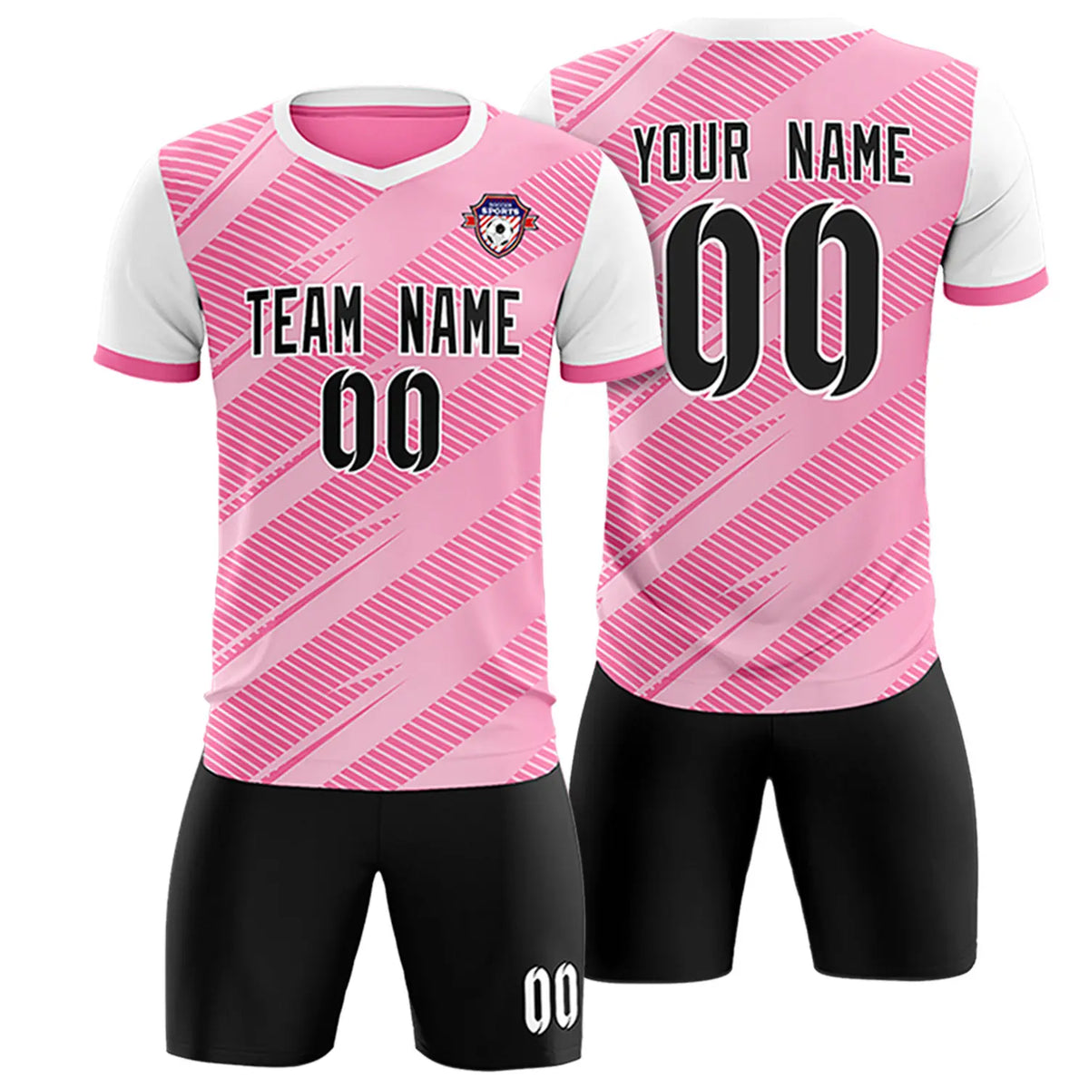Custom Pink White Casual Sport Soccer Sets Jersey