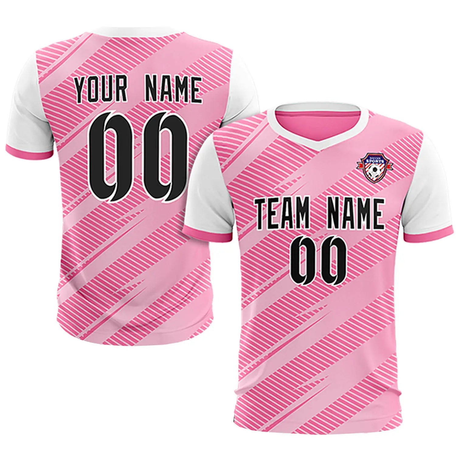 Custom Pink White Casual Sport Soccer Sets Jersey