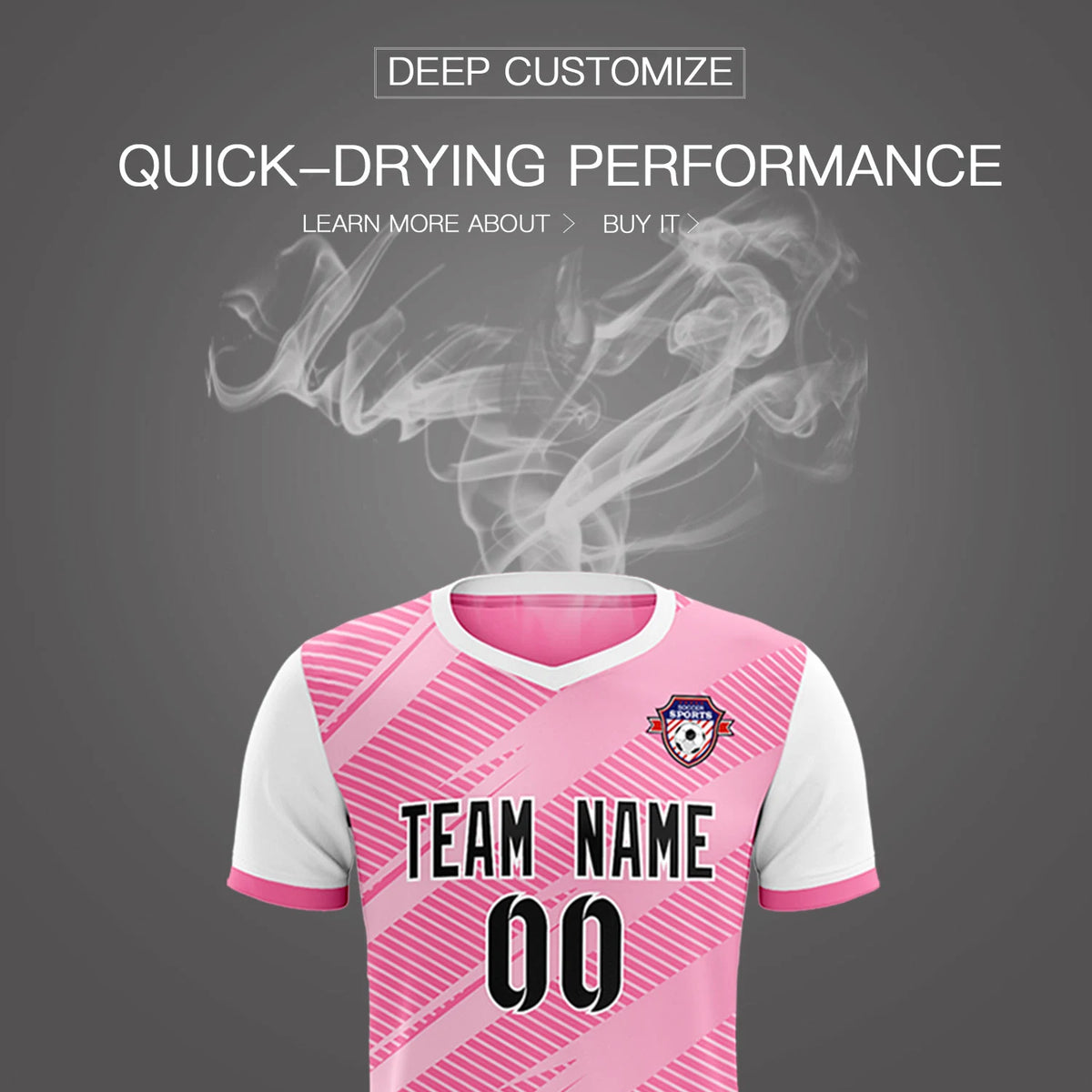 Custom Pink White Casual Sport Soccer Sets Jersey