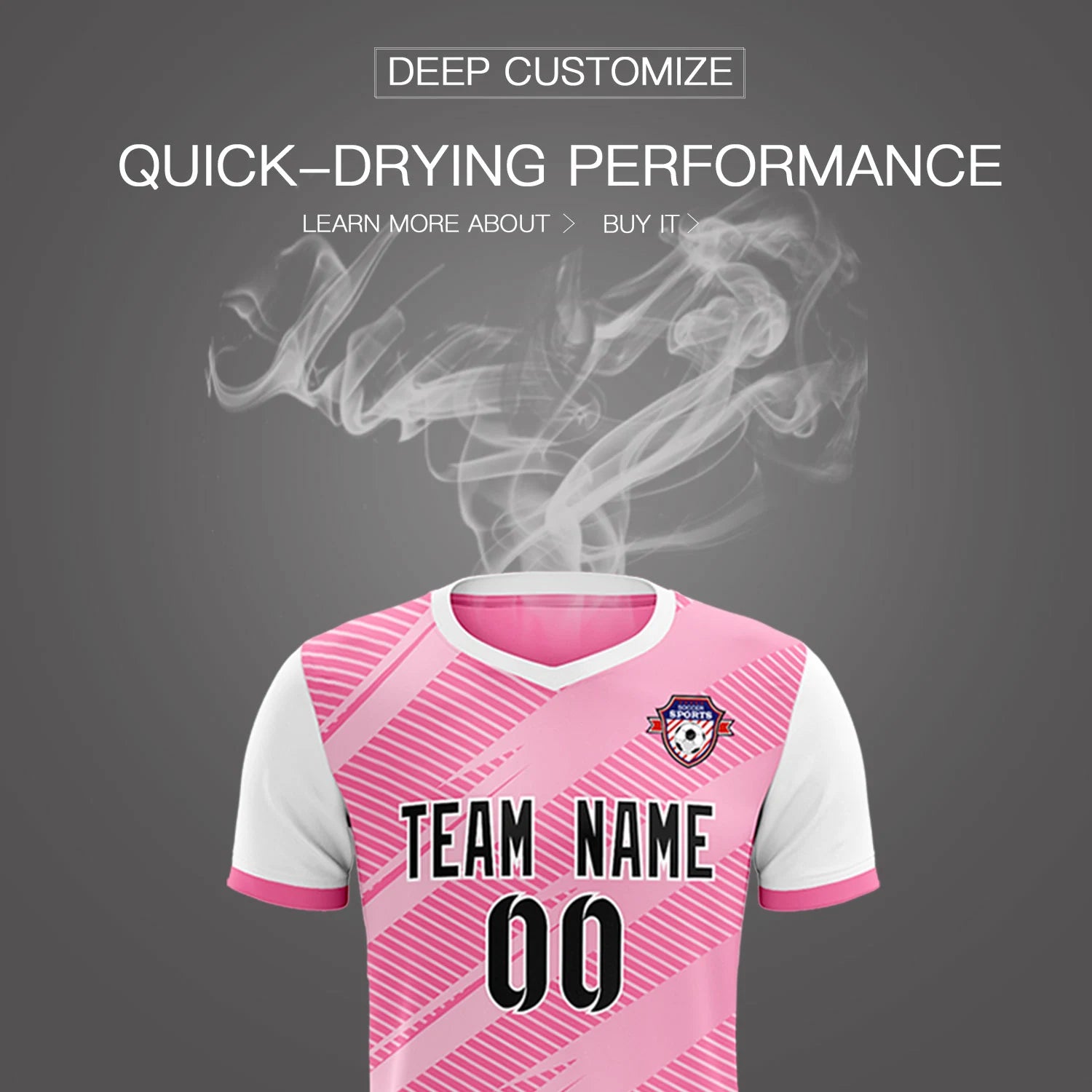 Custom Pink White Casual Sport Soccer Sets Jersey