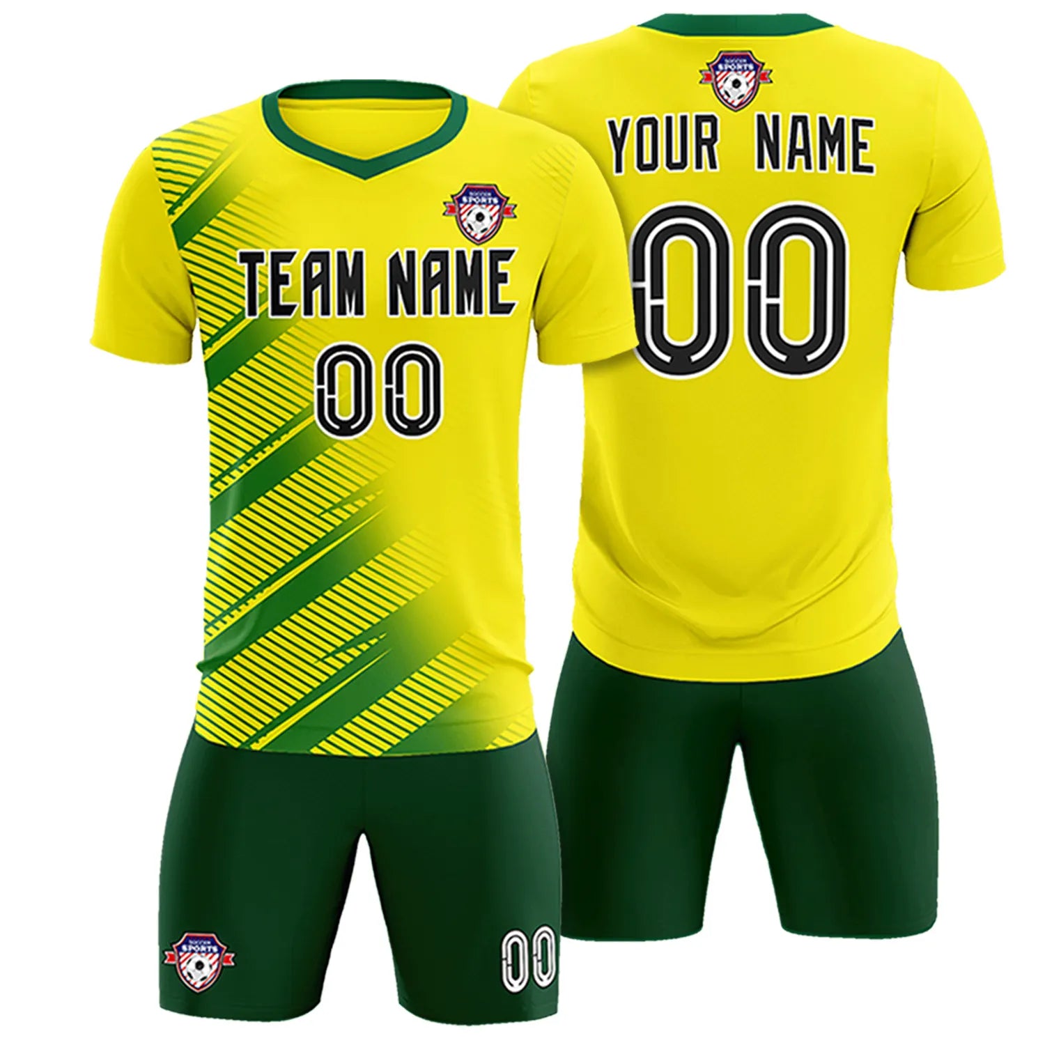 Custom Gold01 Green Casual Printing Sportswear Soccer Sets Jersey