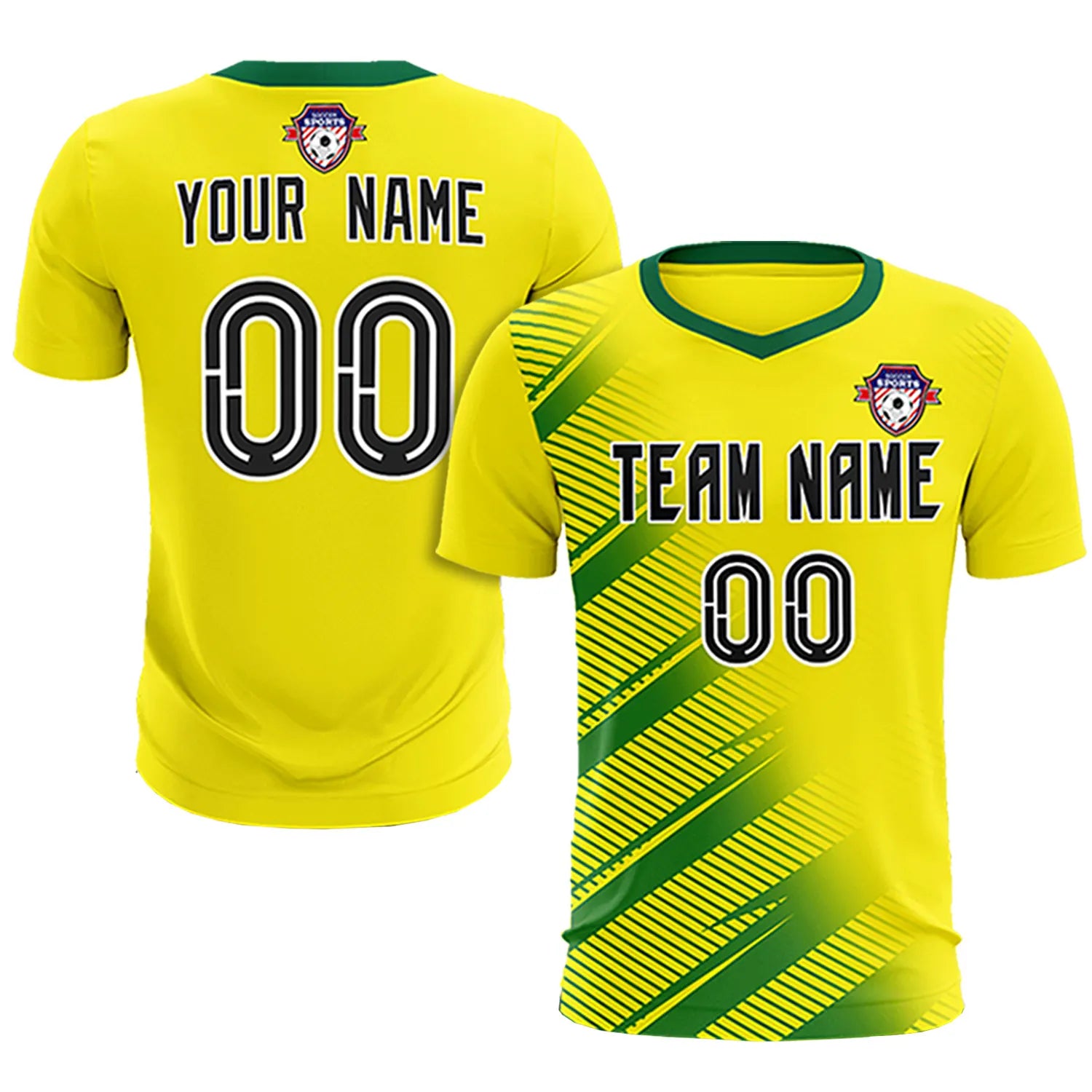 Custom Gold01 Green Casual Printing Sportswear Soccer Sets Jersey