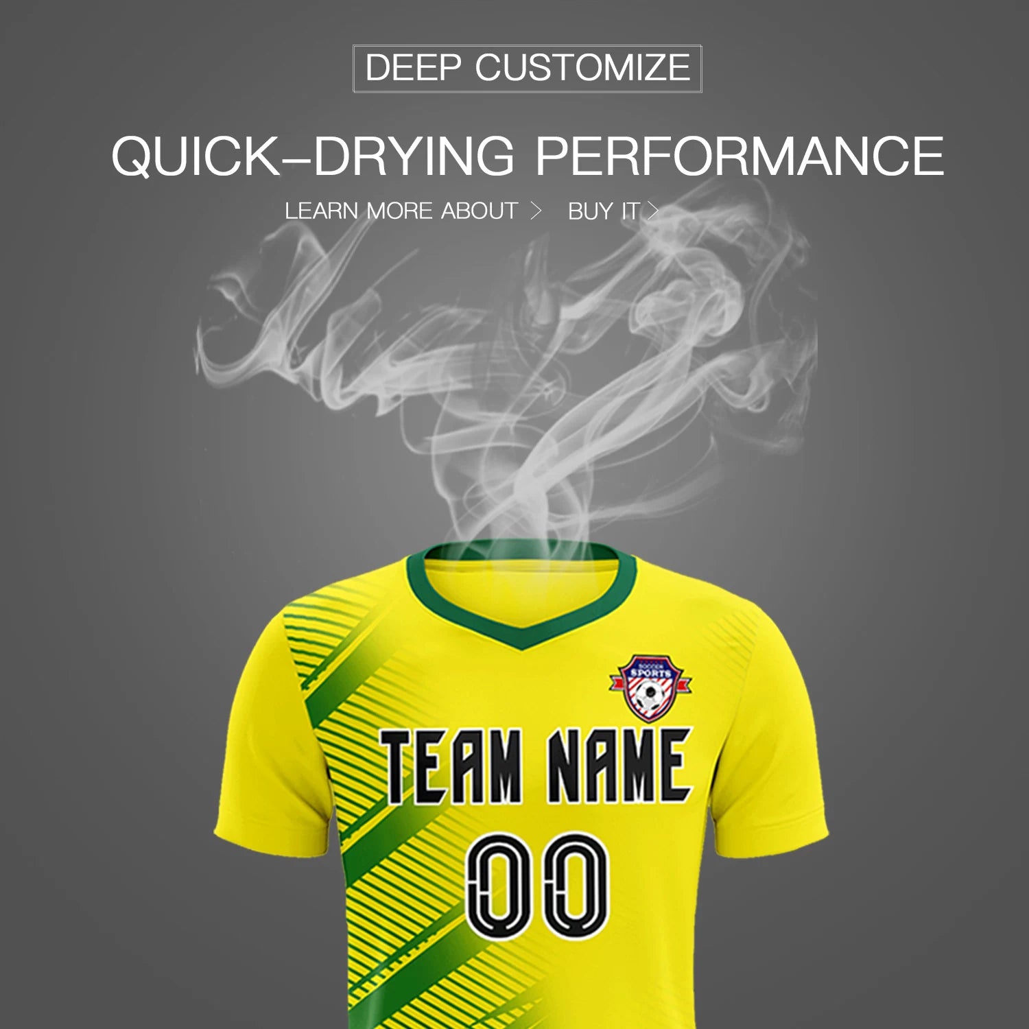 Custom Gold01 Green Casual Printing Sportswear Soccer Sets Jersey