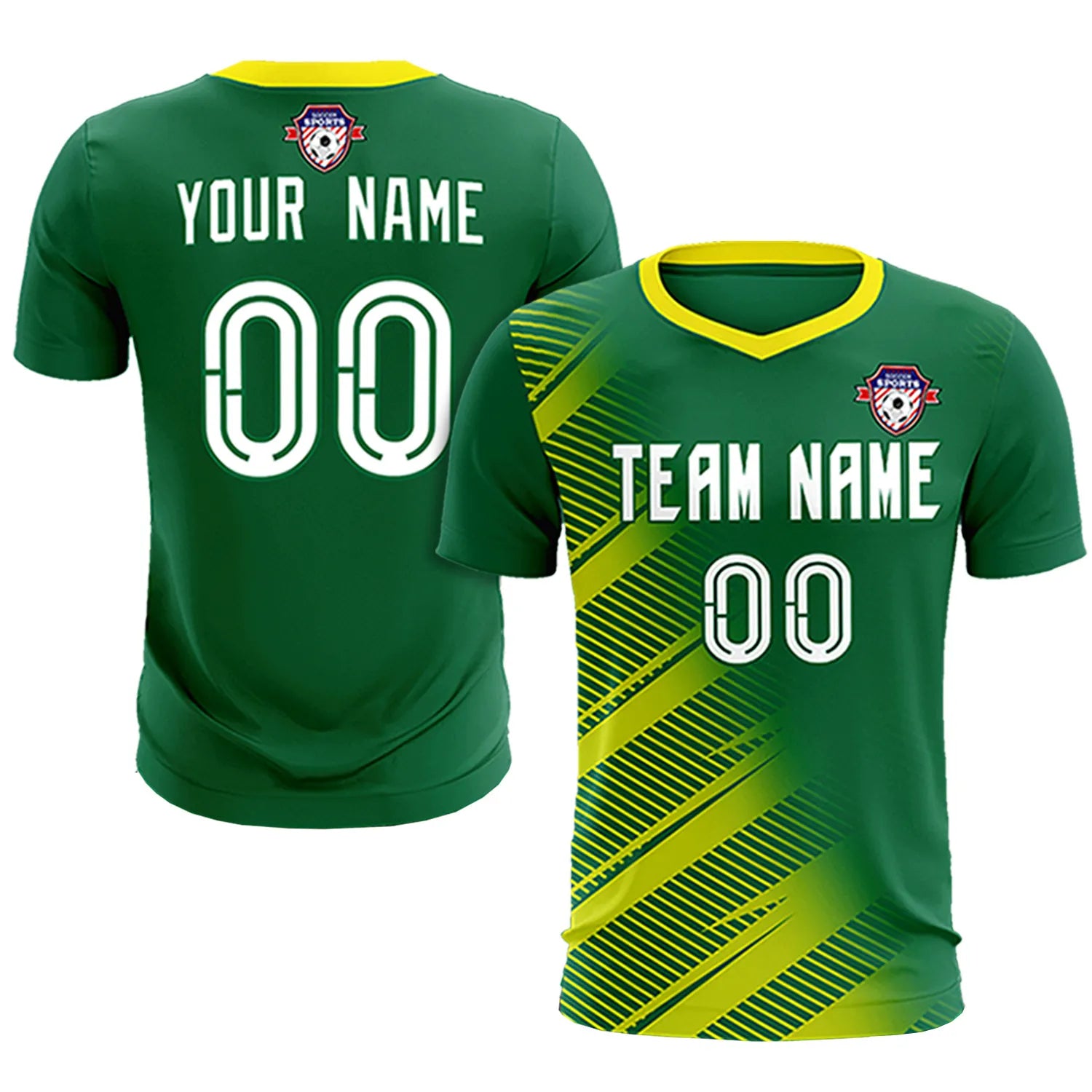 Custom Green Gold01 Casual Printing Sportswear Soccer Sets Jersey