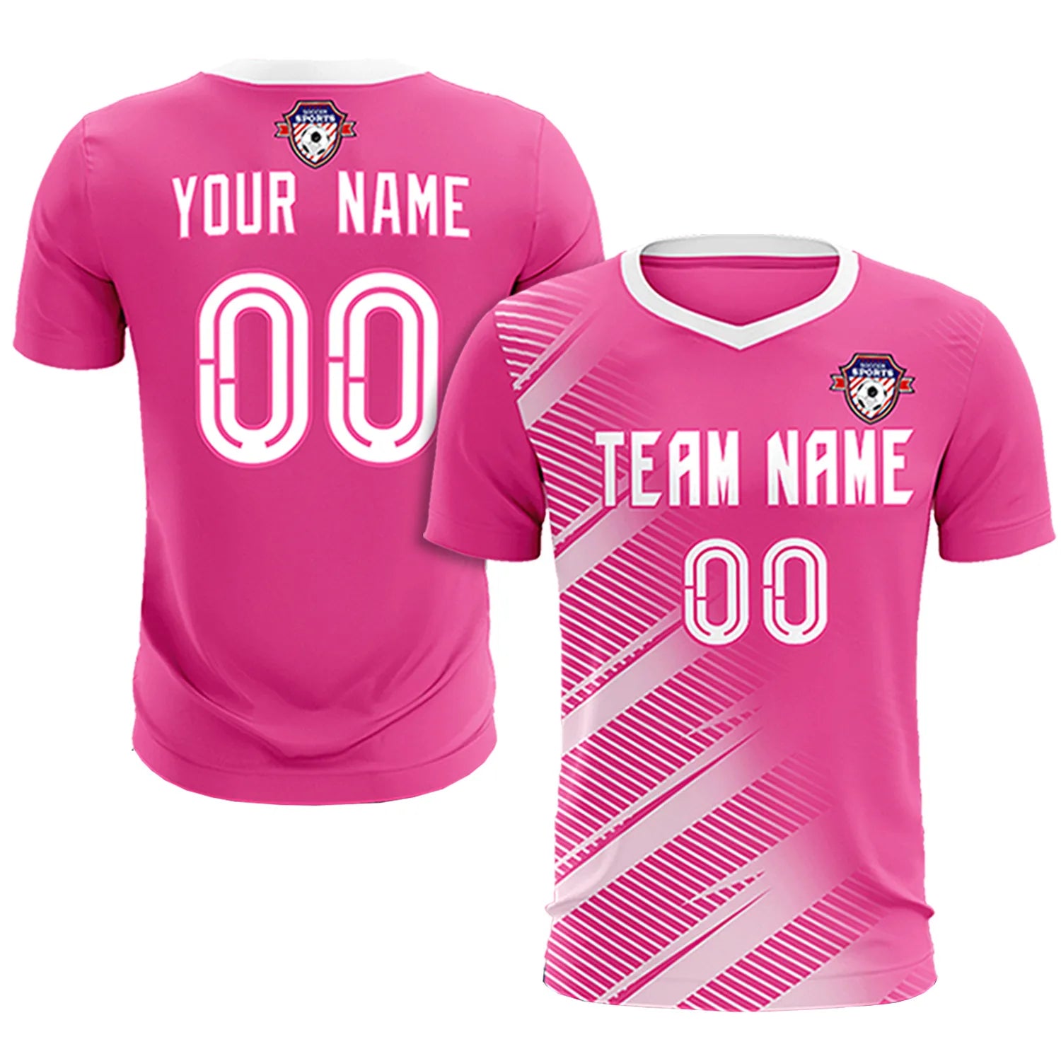Custom Pink White Casual Printing Sportswear Soccer Sets Jersey