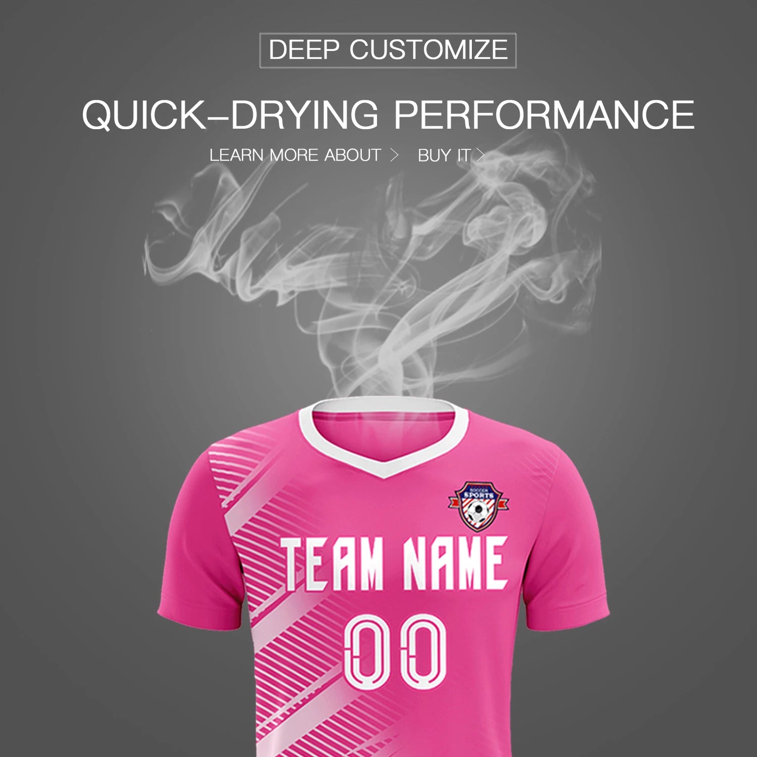 Custom Pink White Casual Printing Sportswear Soccer Sets Jersey