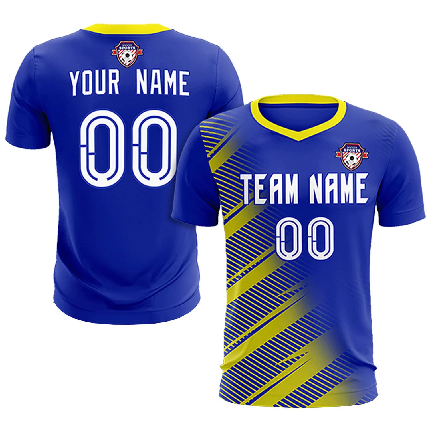 Custom Royal Blue Gold01 Casual Printing Sportswear Soccer Sets Jersey