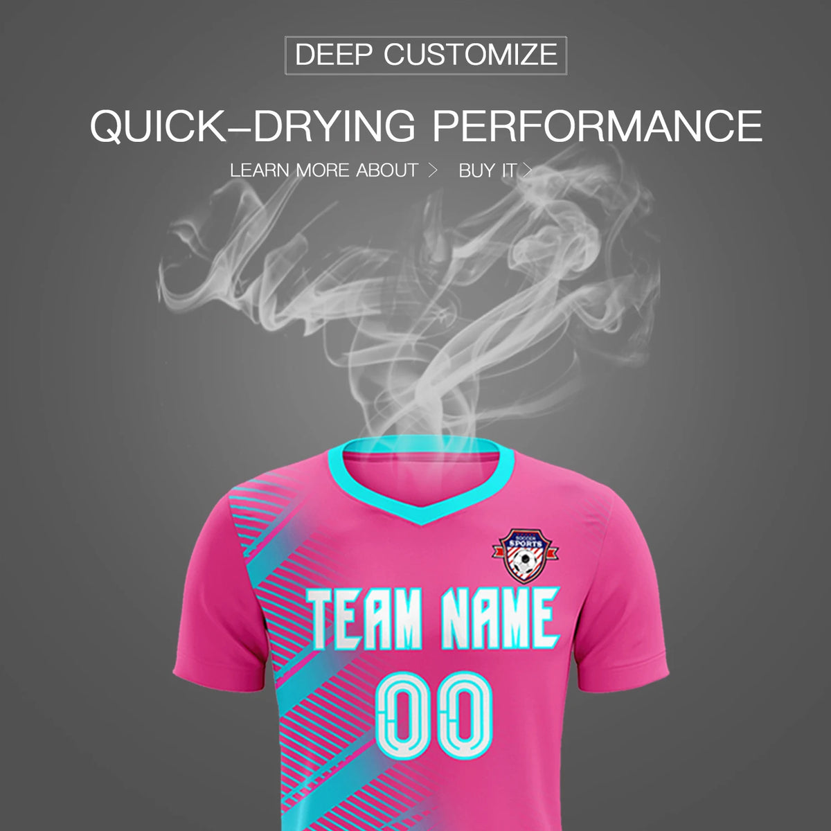 Custom Pink Sky Blue Casual Printing Sportswear Soccer Sets Jersey
