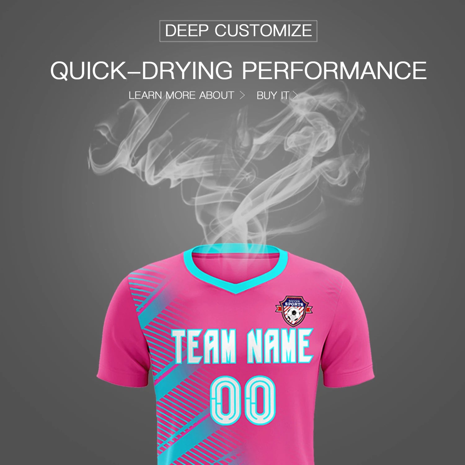 Custom Pink Sky Blue Casual Printing Sportswear Soccer Sets Jersey