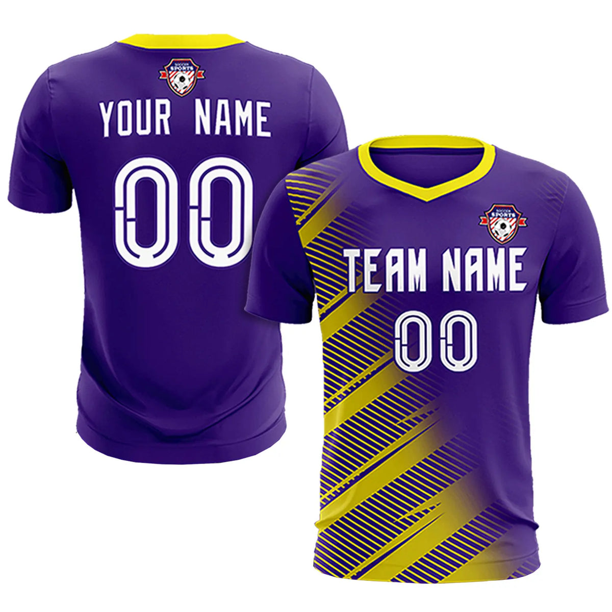 Custom Purple Gold01 Casual Printing Sportswear Soccer Sets Jersey