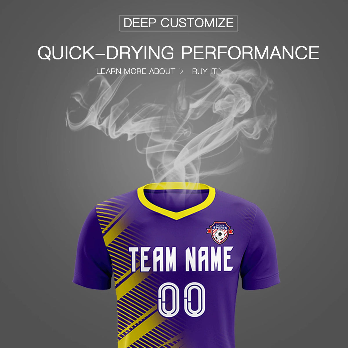 Custom Purple Gold01 Casual Printing Sportswear Soccer Sets Jersey