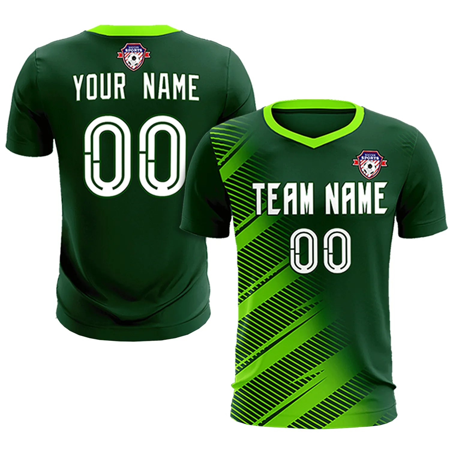 Custom Green Neon Green Casual Printing Sportswear Soccer Sets Jersey