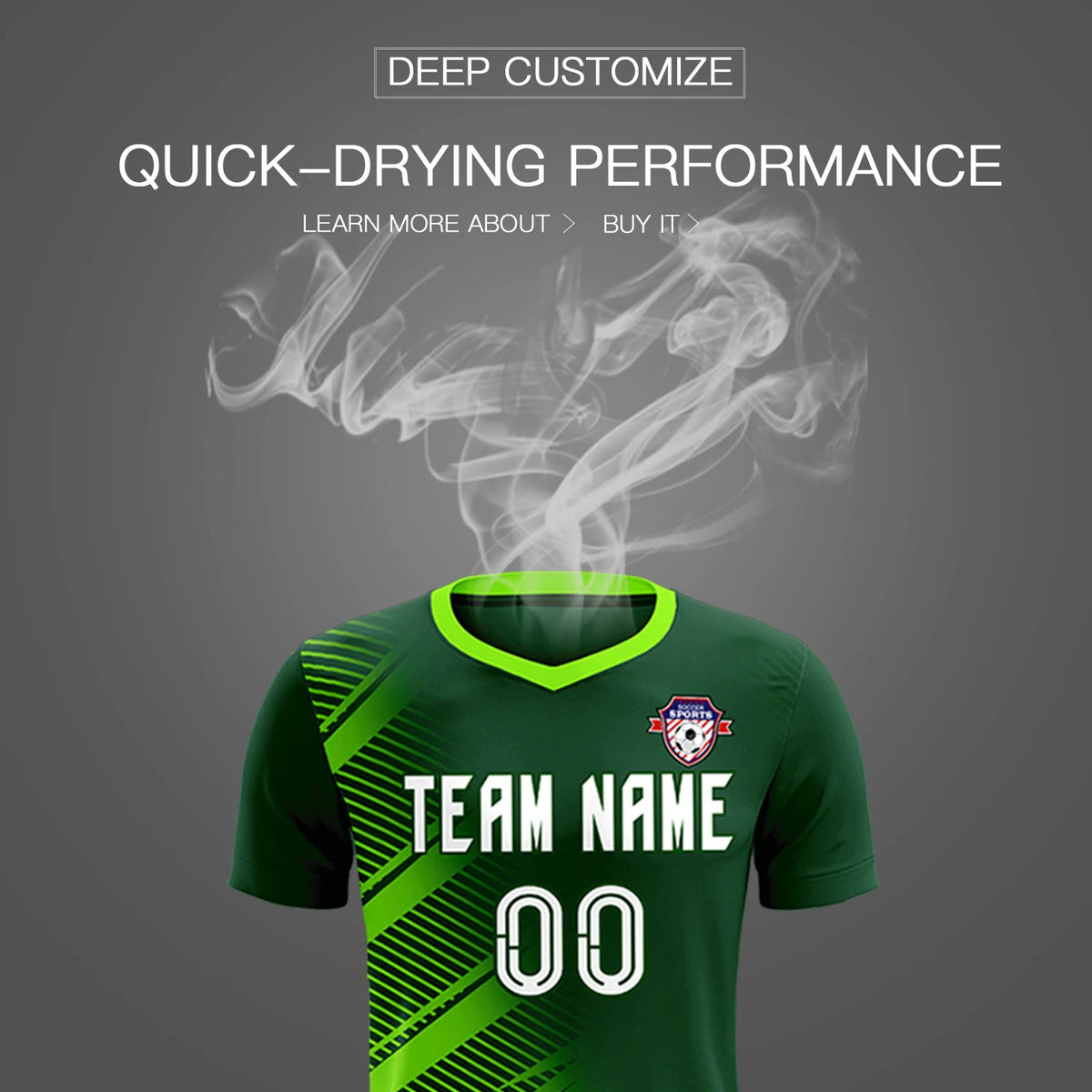 Custom Green Neon Green Casual Printing Sportswear Soccer Sets Jersey