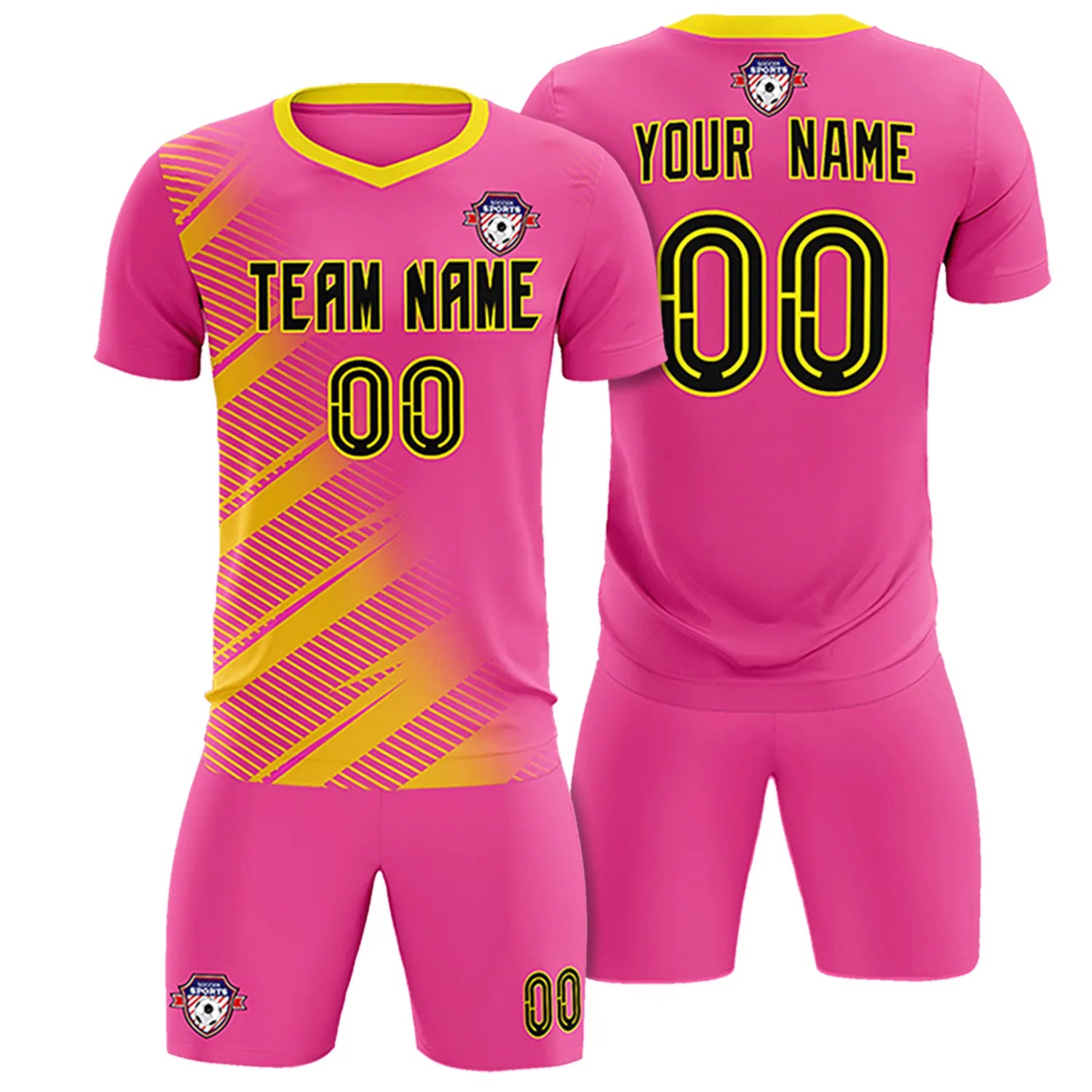 Custom Pink Gold01 Casual Printing Sportswear Soccer Sets Jersey