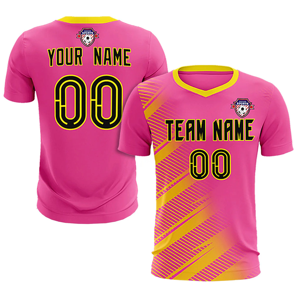 Custom Pink Gold01 Casual Printing Sportswear Soccer Sets Jersey