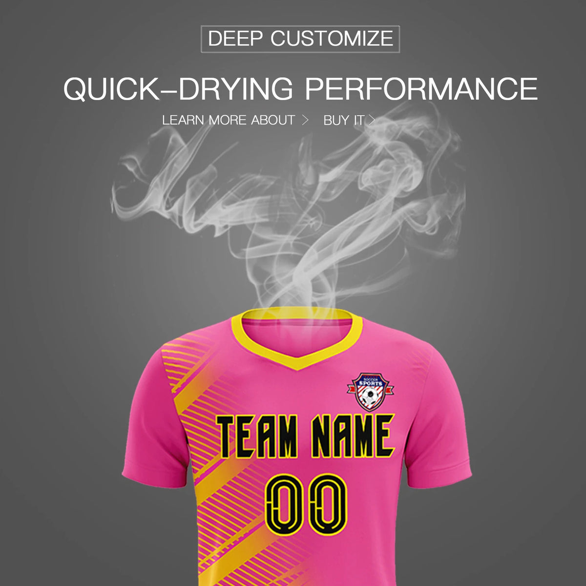 Custom Pink Gold01 Casual Printing Sportswear Soccer Sets Jersey
