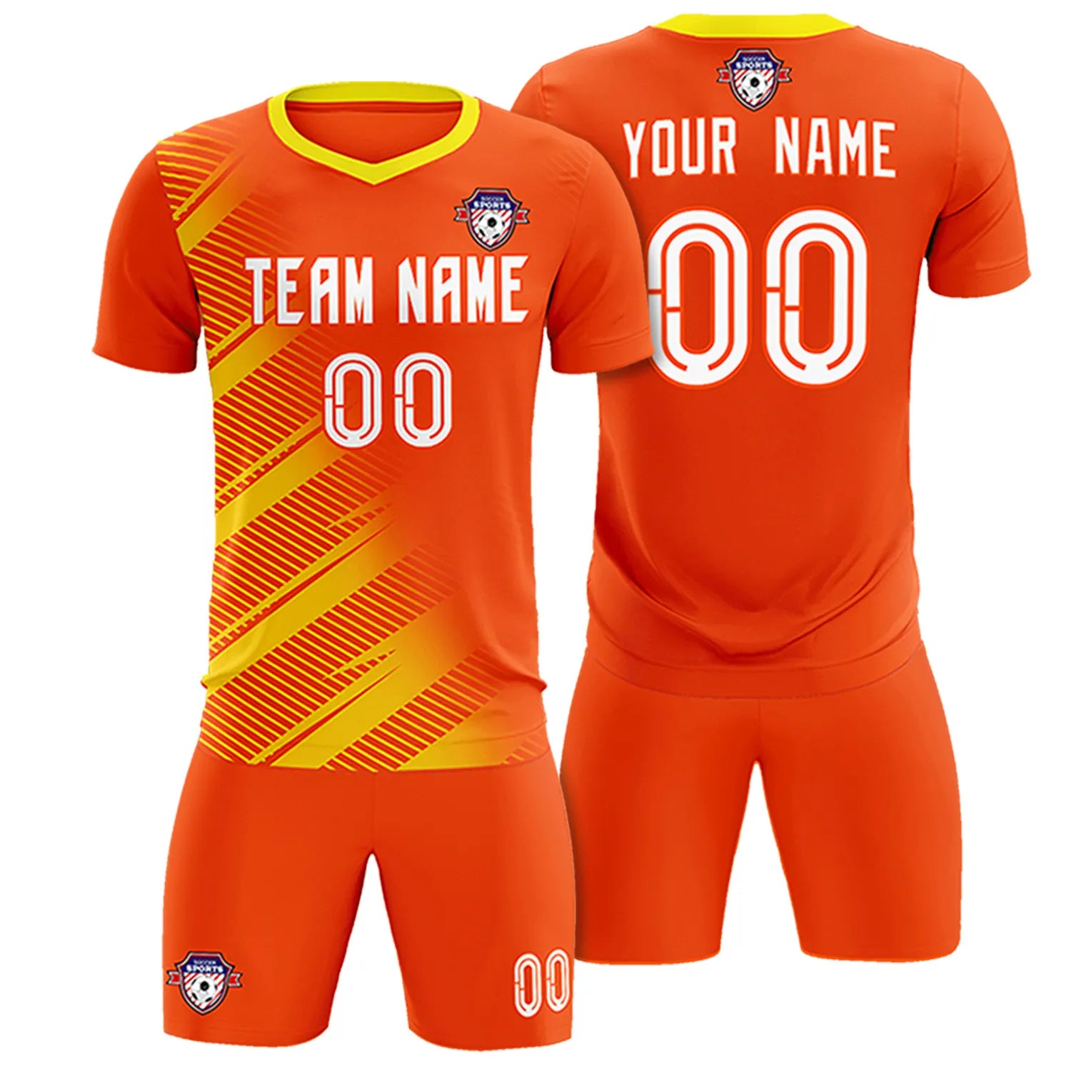 Custom Orange Gold01 Casual Printing Sportswear Soccer Sets Jersey