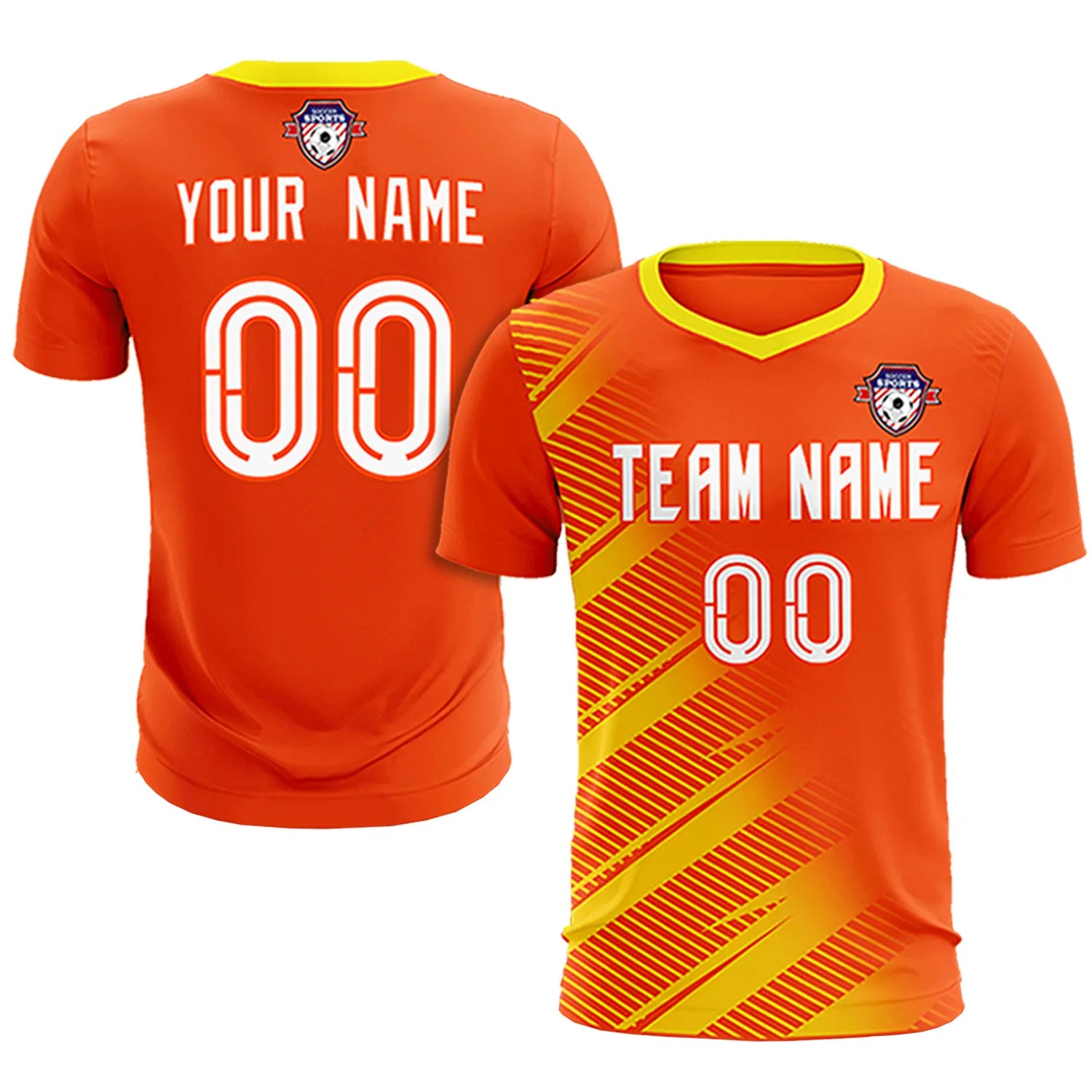 Custom Orange Gold01 Casual Printing Sportswear Soccer Sets Jersey