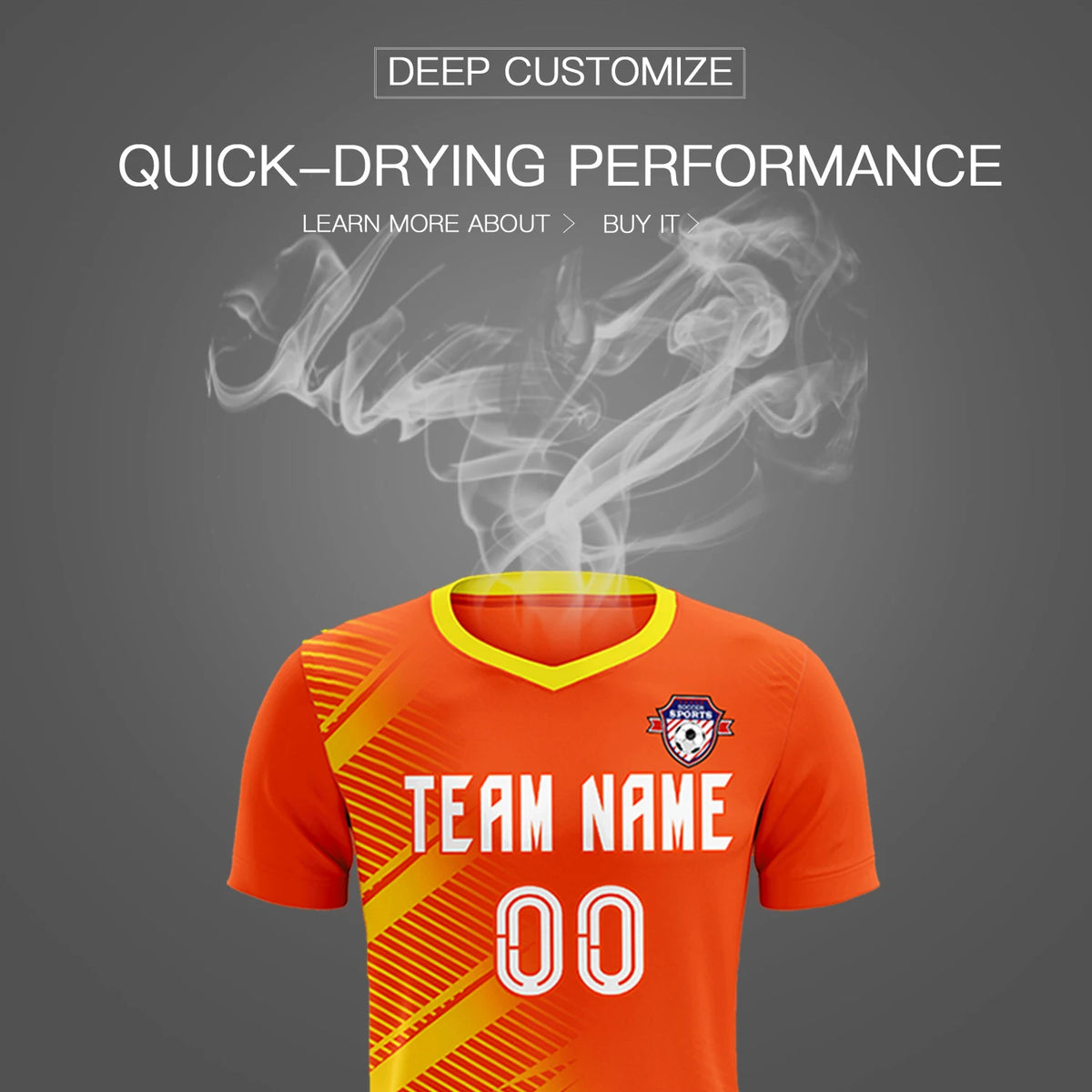 Custom Orange Gold01 Casual Printing Sportswear Soccer Sets Jersey