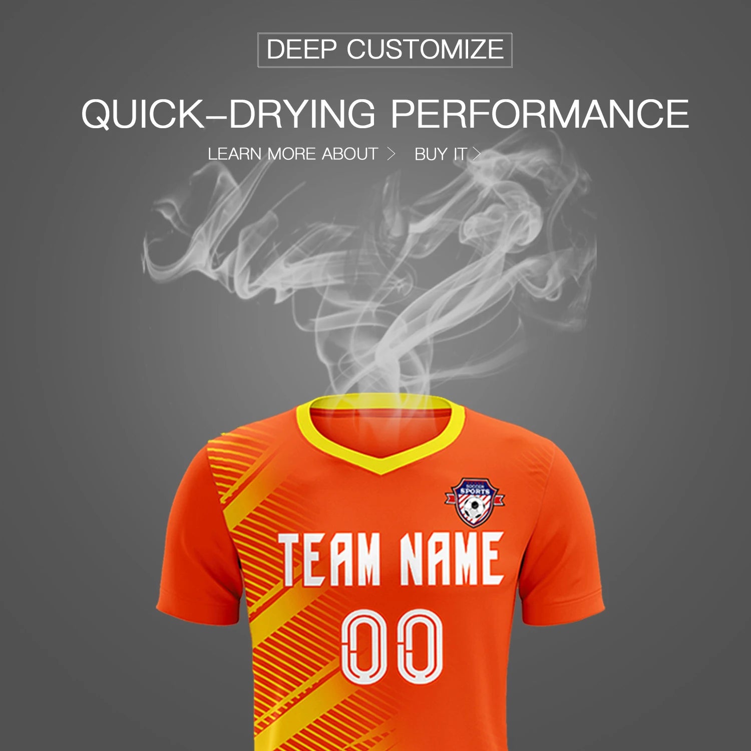 Custom Orange Gold01 Casual Printing Sportswear Soccer Sets Jersey
