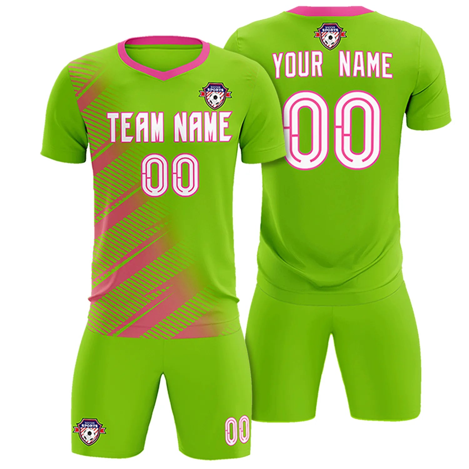 Custom Neon Green Orange Casual Printing Sportswear Soccer Sets Jersey