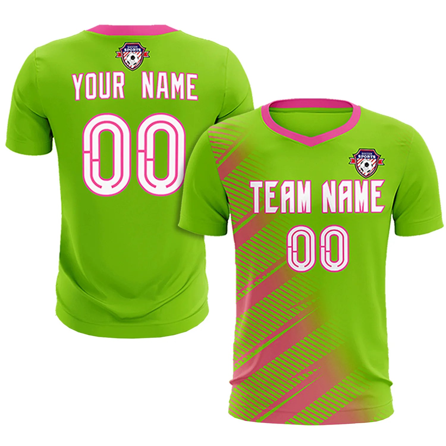 Custom Neon Green Orange Casual Printing Sportswear Soccer Sets Jersey