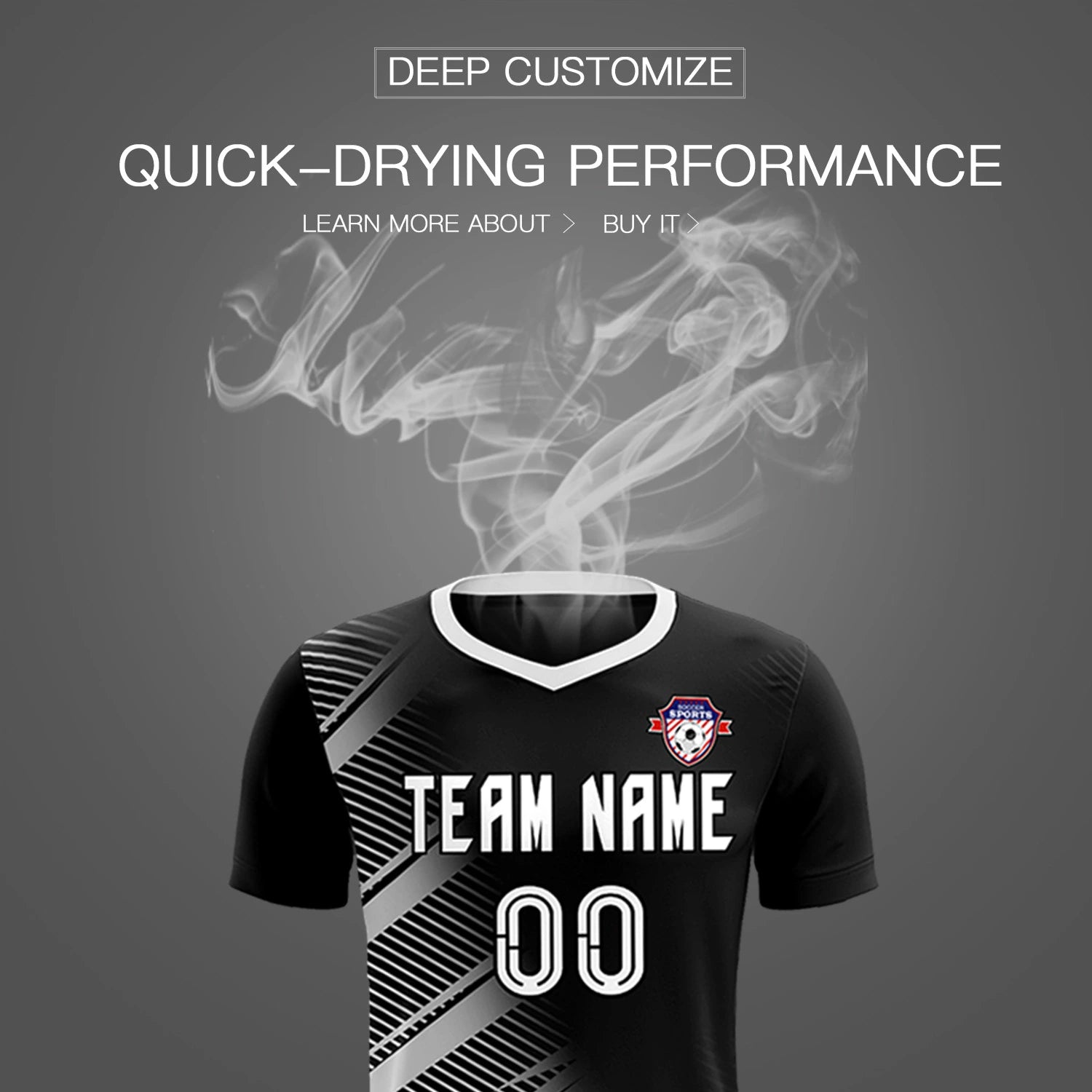 Custom Black White Casual Printing Sportswear Soccer Sets Jersey