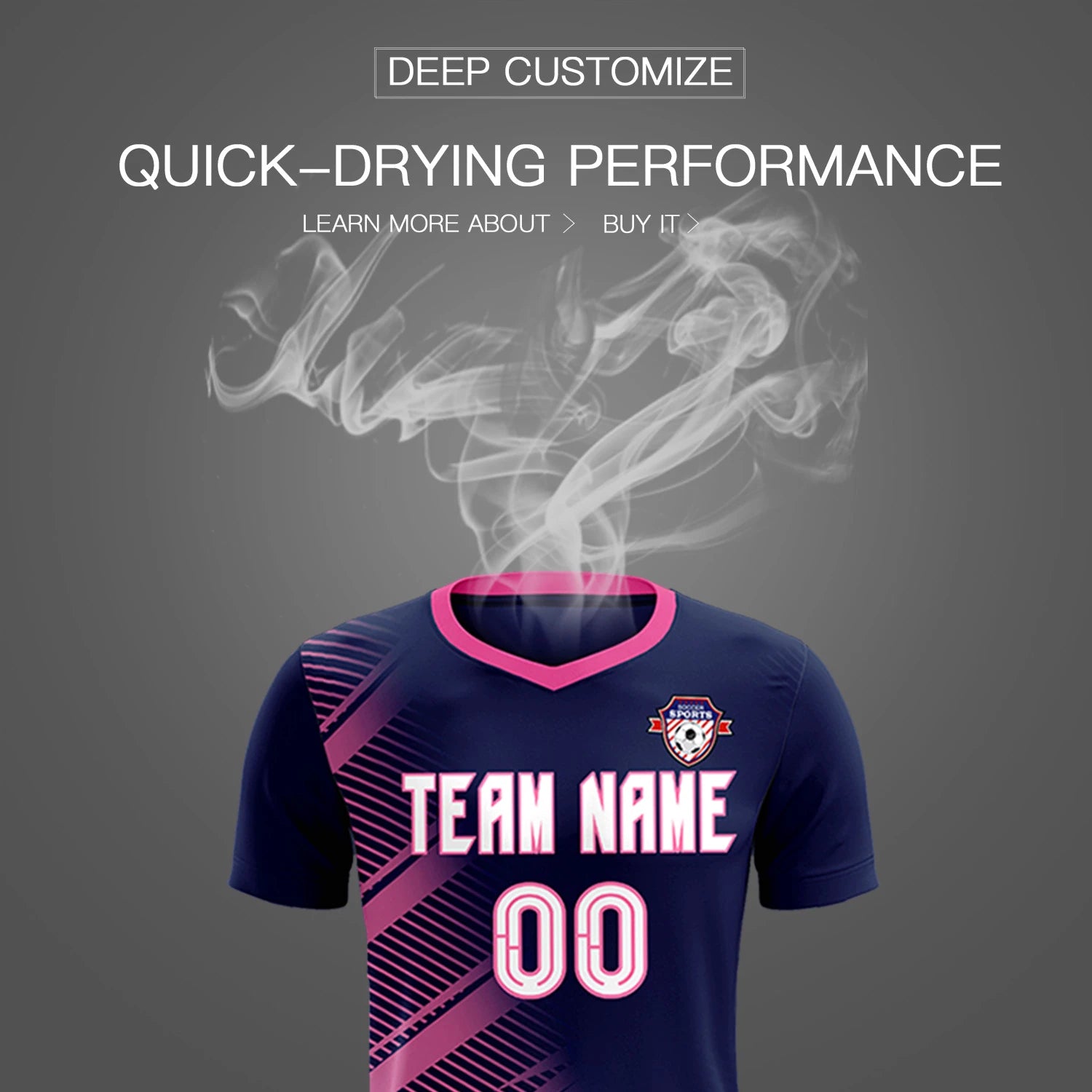 Custom Navy Pink Casual Printing Sportswear Soccer Sets Jersey