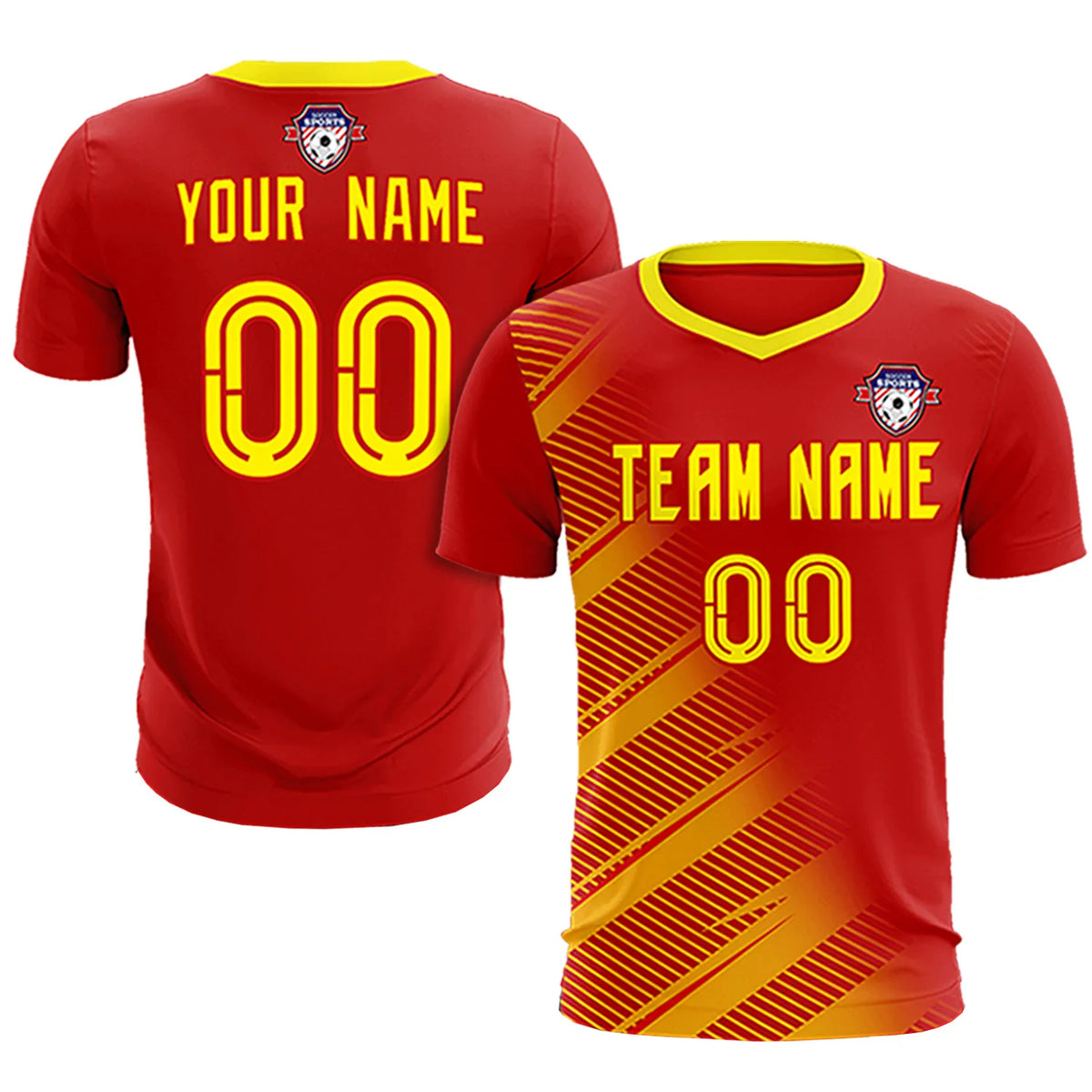 Custom Red Gold01 Casual Printing Sportswear Soccer Sets Jersey