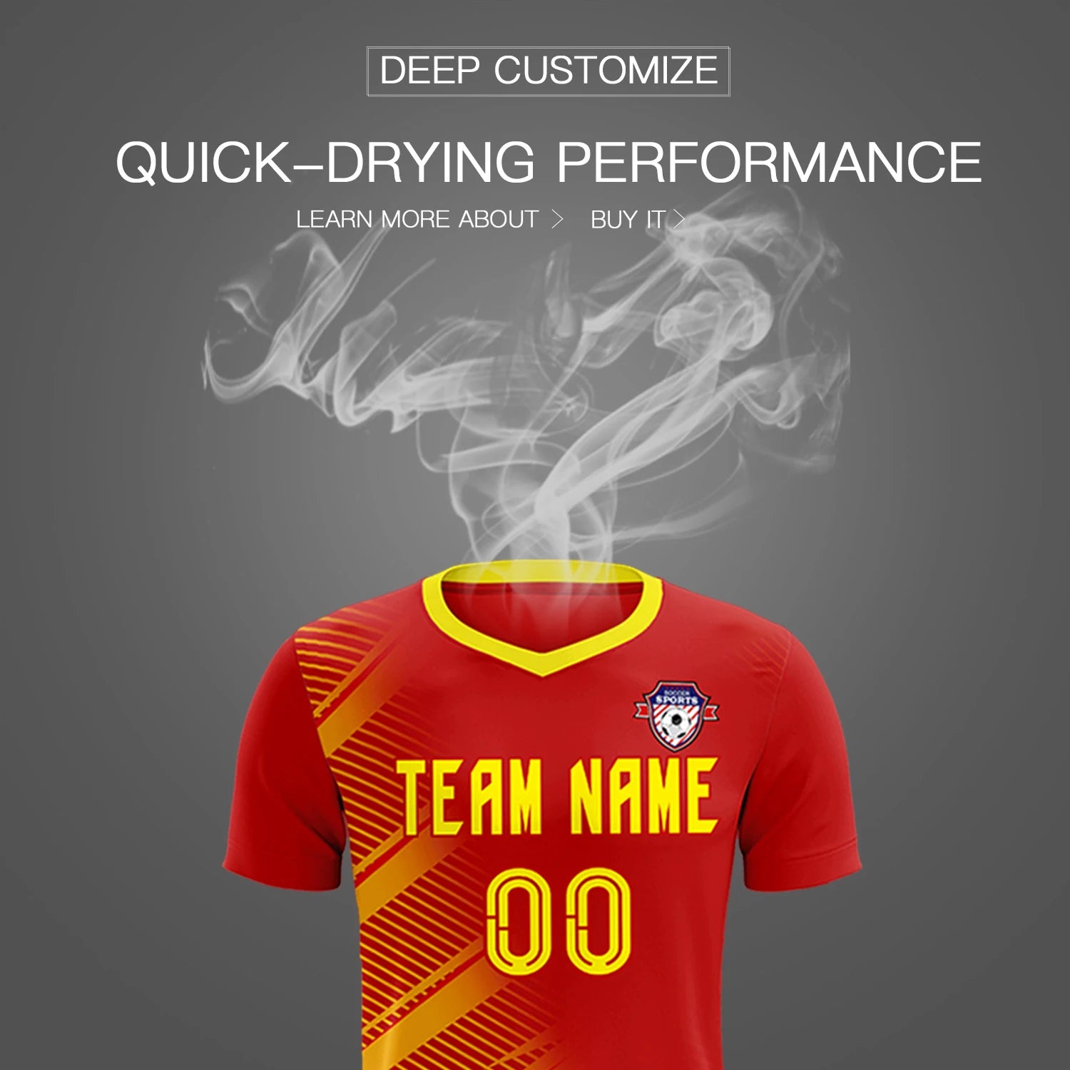 Custom Red Gold01 Casual Printing Sportswear Soccer Sets Jersey