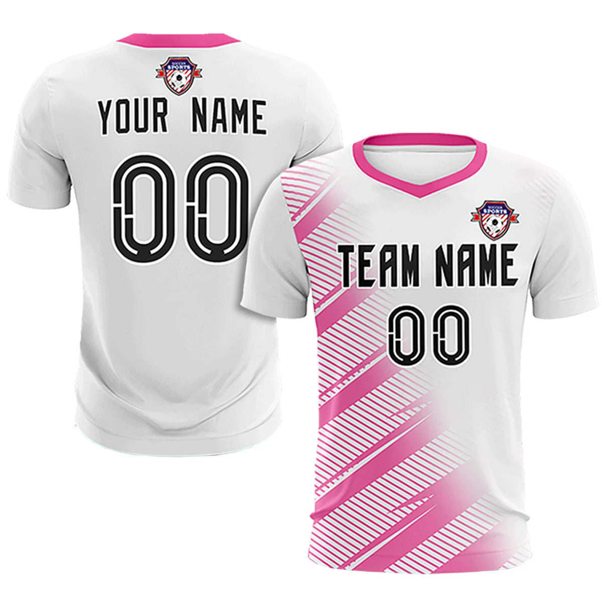 Custom White Pink Casual Printing Sportswear Soccer Sets Jersey