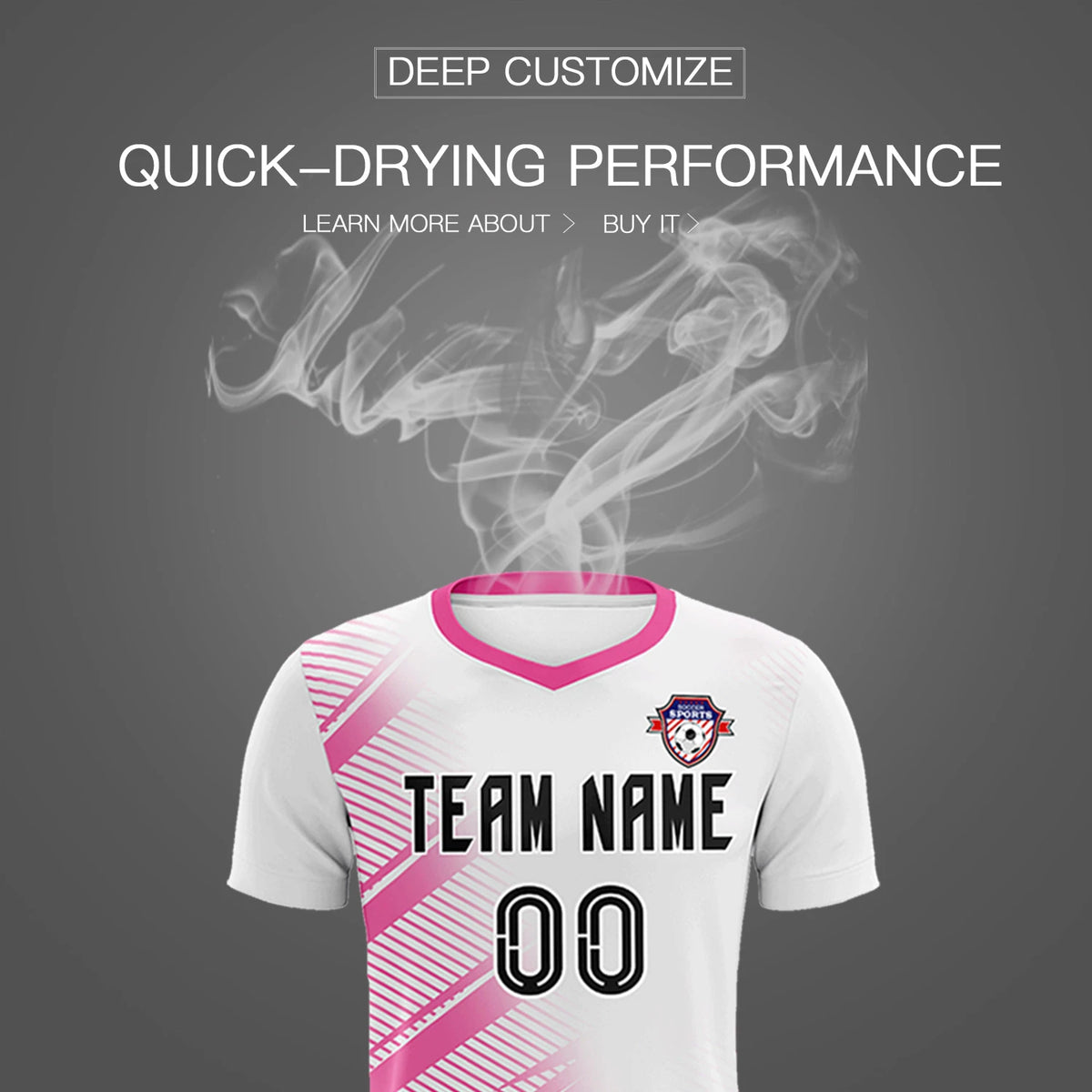 Custom White Pink Casual Printing Sportswear Soccer Sets Jersey