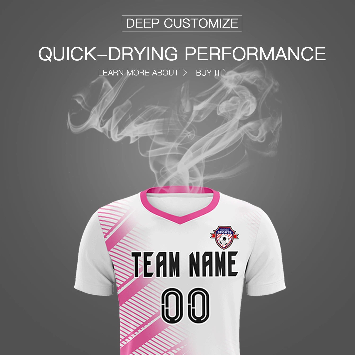 Custom White Pink Casual Printing Sportswear Soccer Sets Jersey