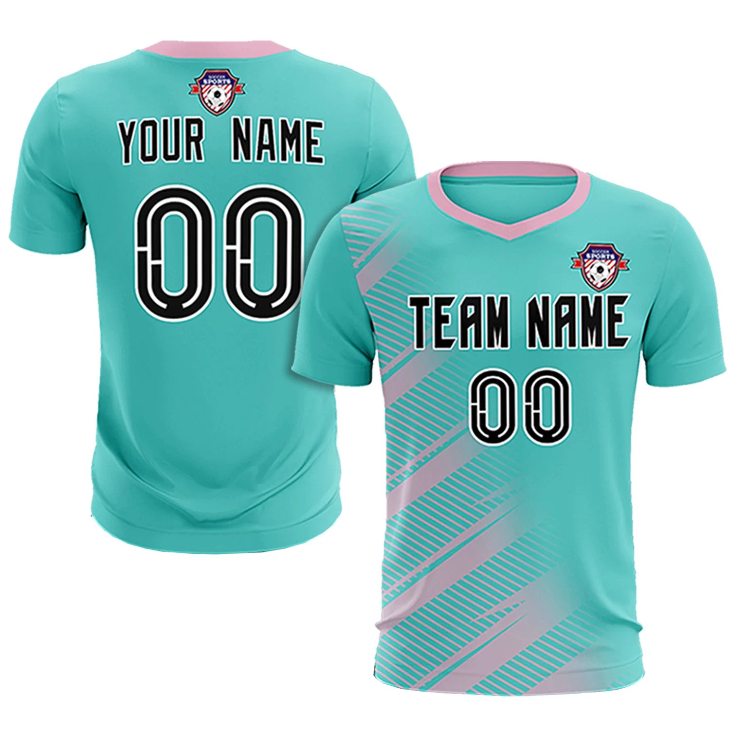 Custom Bright Green Light Pink Casual Printing Sportswear Soccer Sets Jersey