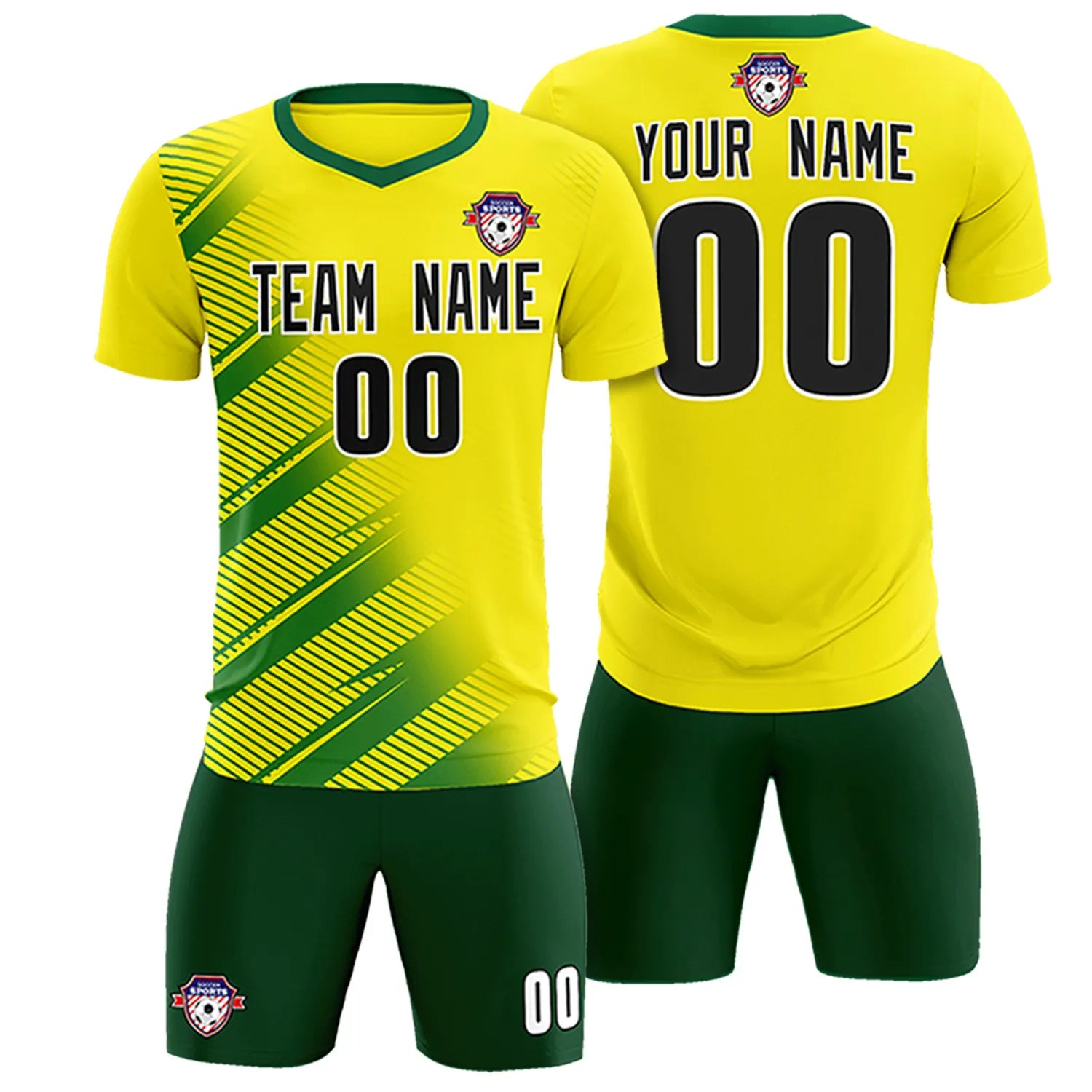 Custom Gold01 Green Casual Printing Sportswear Soccer Sets Jersey