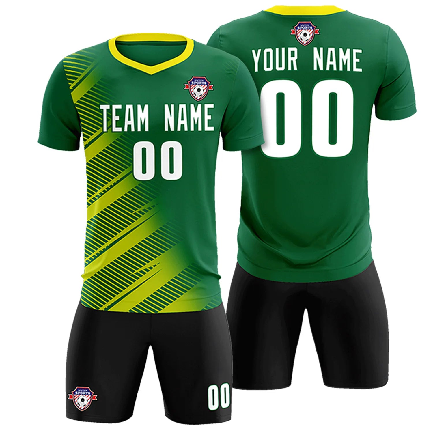 Custom Green Gold01 Casual Printing Sportswear Soccer Sets Jersey