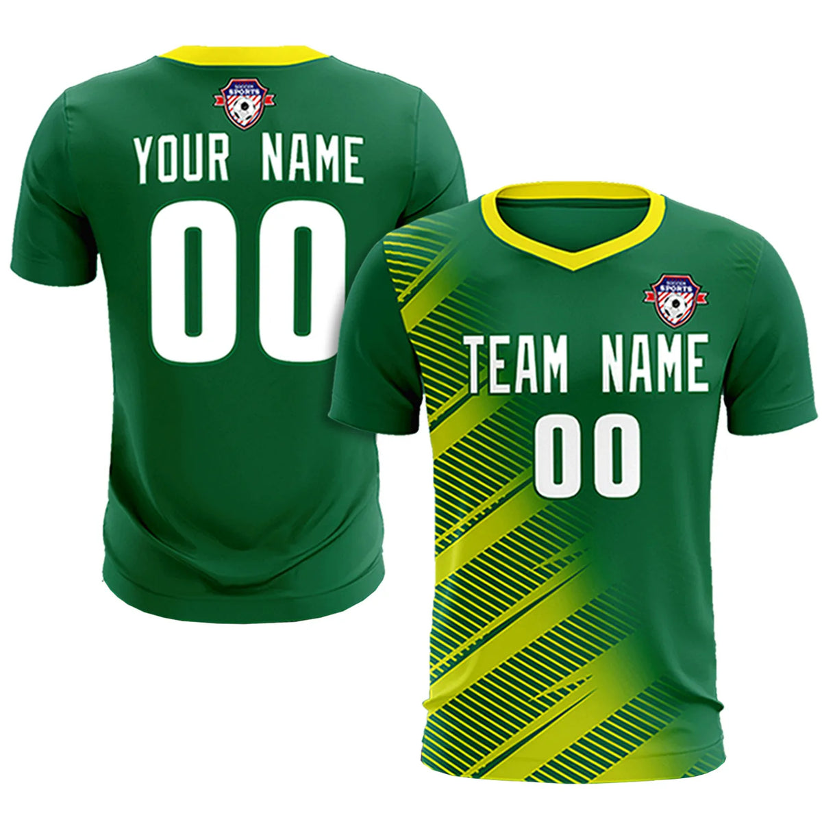 Custom Green Gold01 Casual Printing Sportswear Soccer Sets Jersey