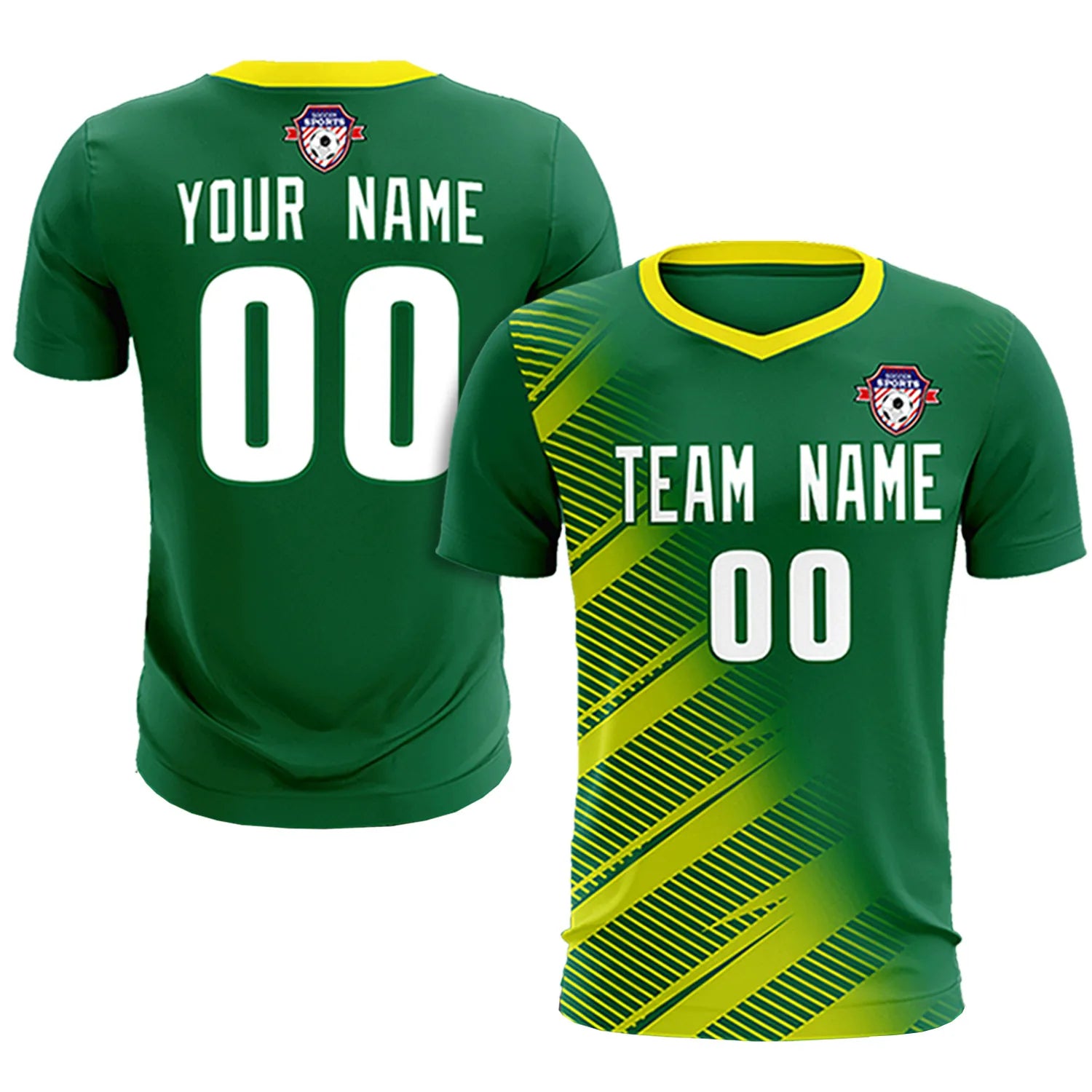 Custom Green Gold01 Casual Printing Sportswear Soccer Sets Jersey