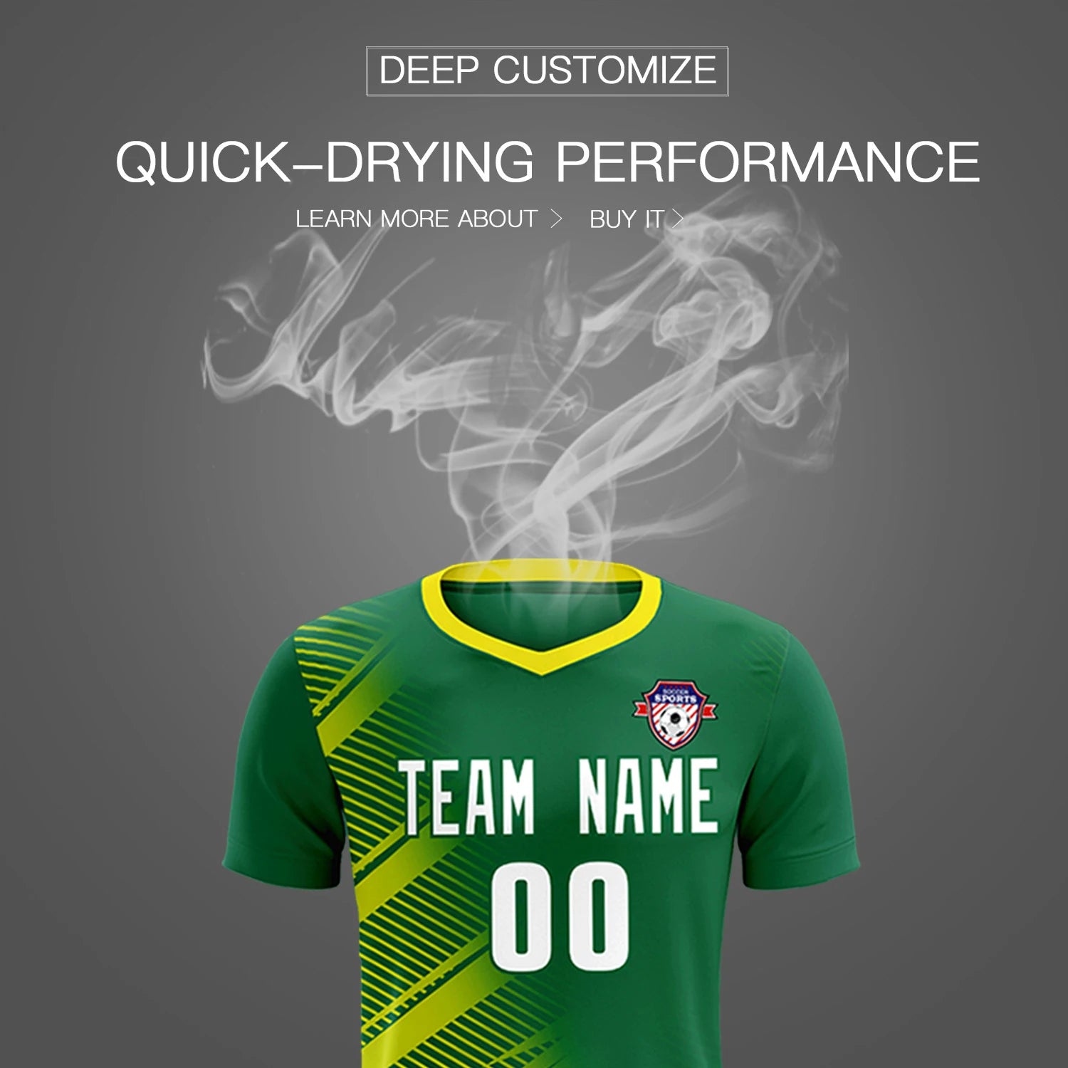 Custom Green Gold01 Casual Printing Sportswear Soccer Sets Jersey