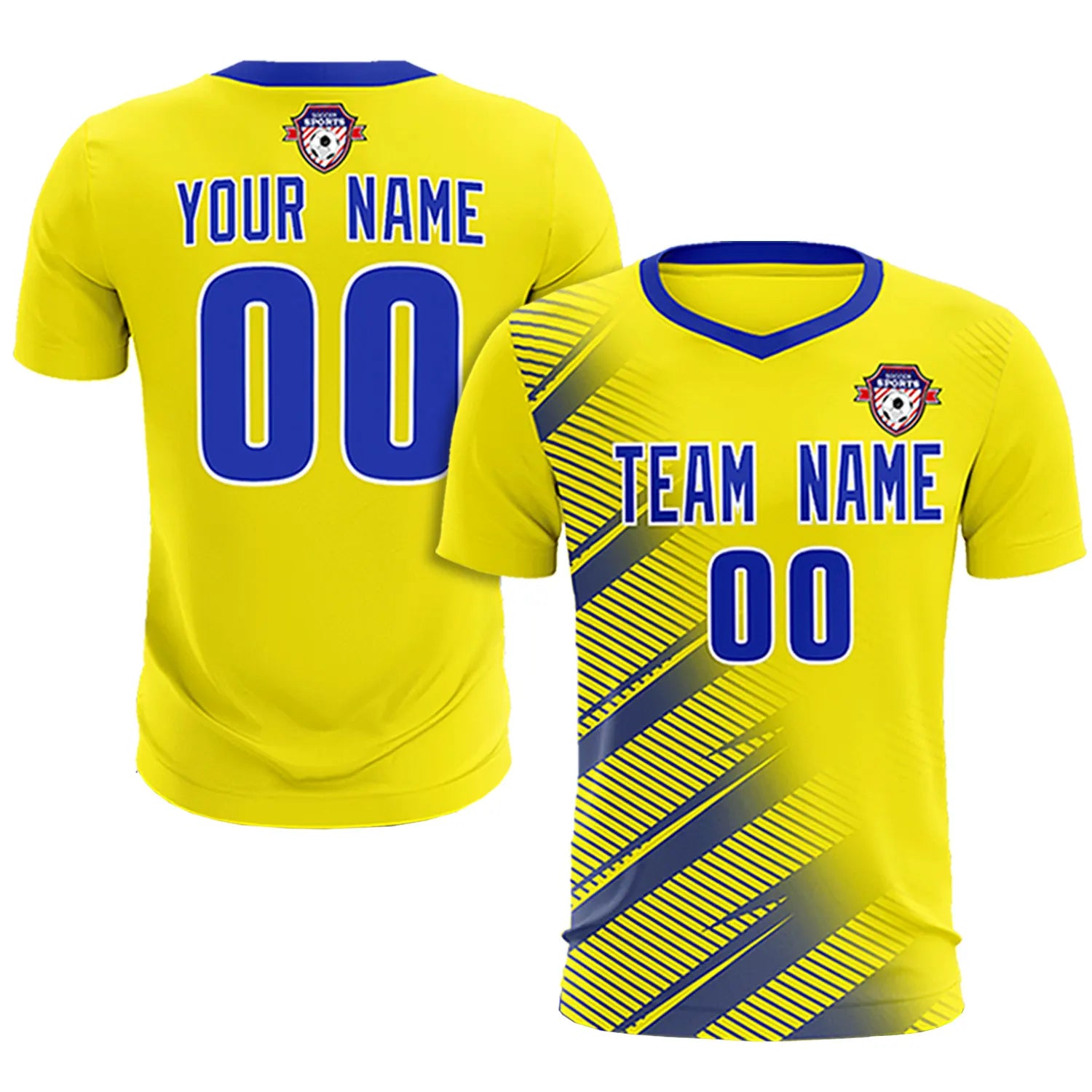 Custom Gold01 Royal Blue Casual Printing Sportswear Soccer Sets Jersey