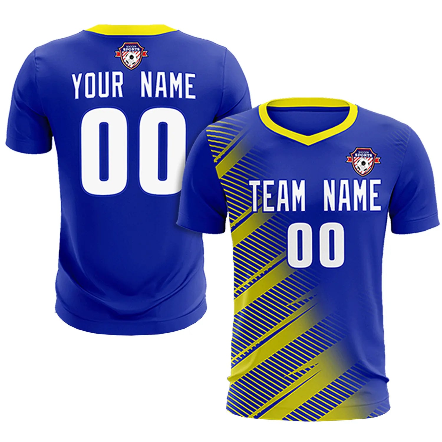 Custom Royal Blue Gold01 Casual Printing Sportswear Soccer Sets Jersey