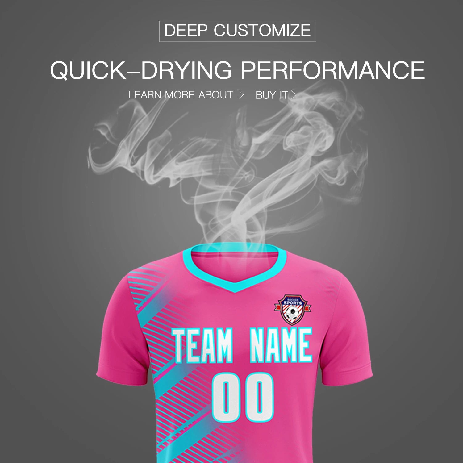 Custom Pink Sky Blue Casual Printing Sportswear Soccer Sets Jersey