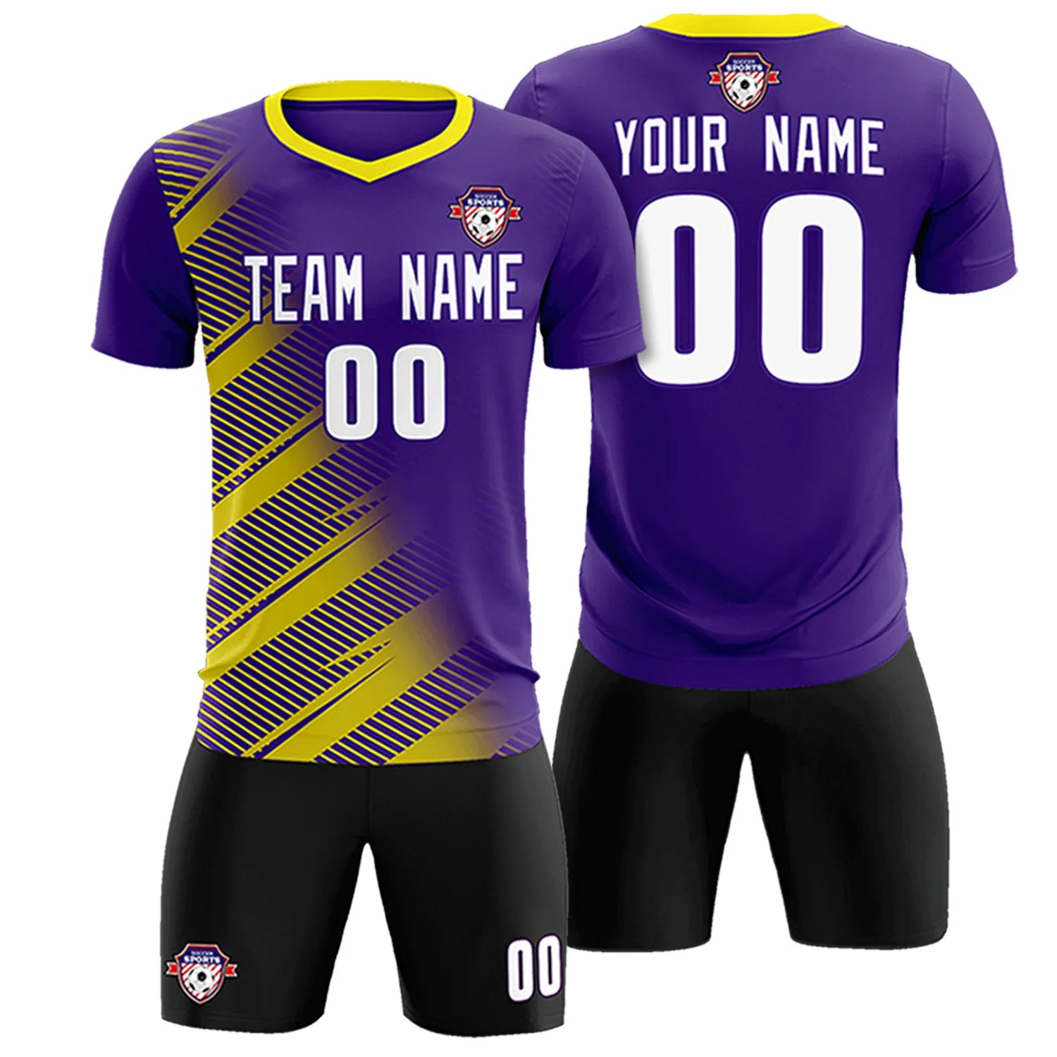 Custom Purple Gold01 Casual Printing Sportswear Soccer Sets Jersey