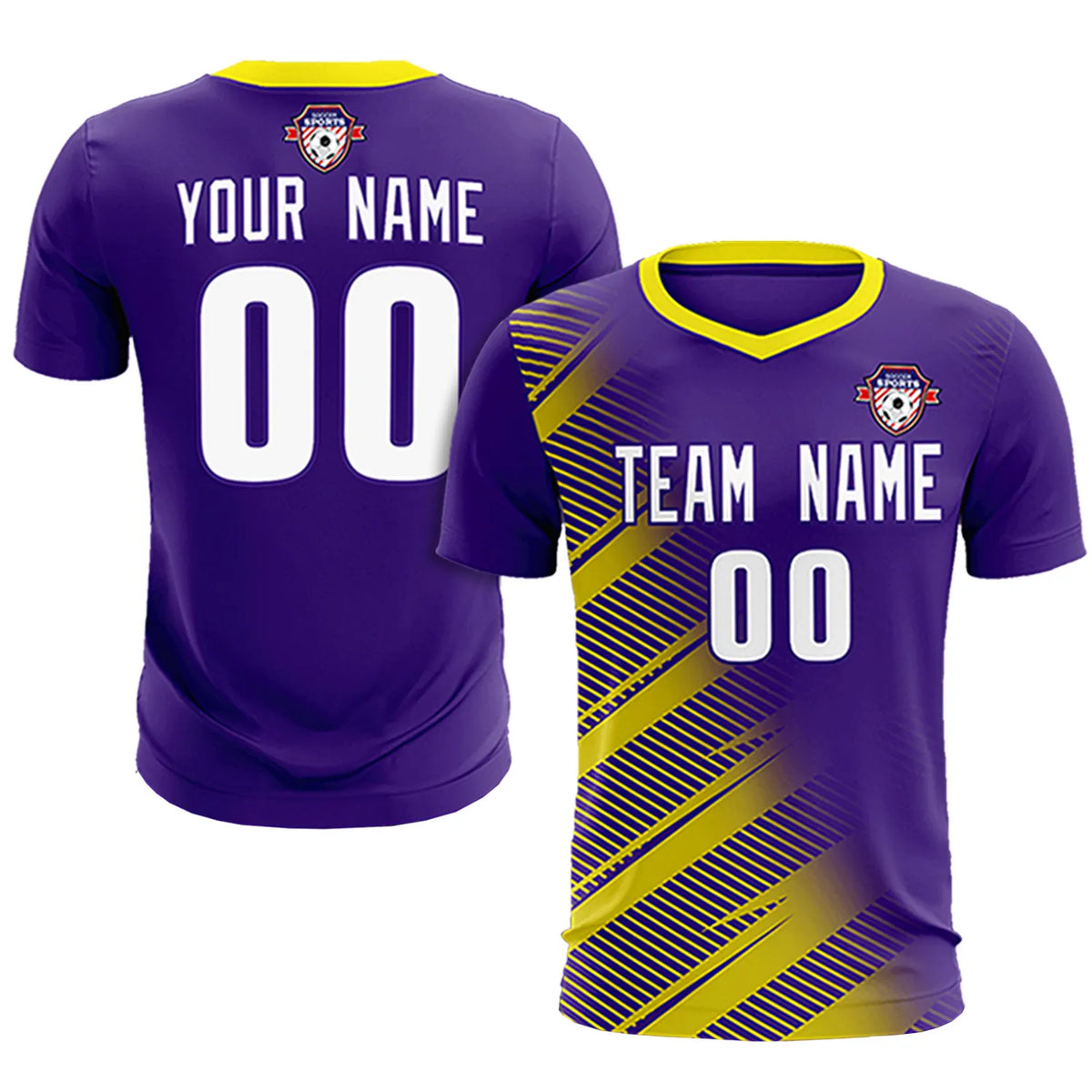 Custom Purple Gold01 Casual Printing Sportswear Soccer Sets Jersey