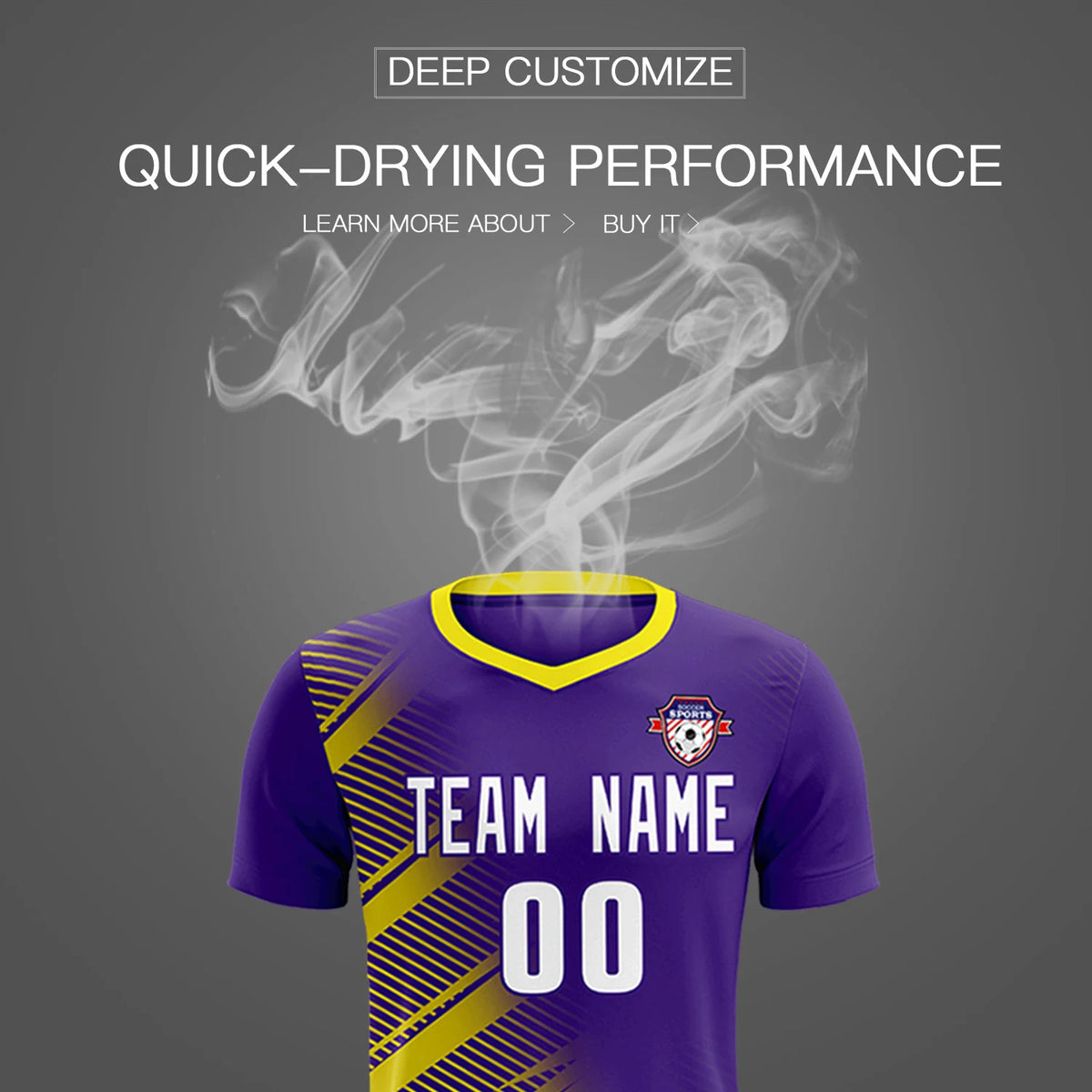 Custom Purple Gold01 Casual Printing Sportswear Soccer Sets Jersey