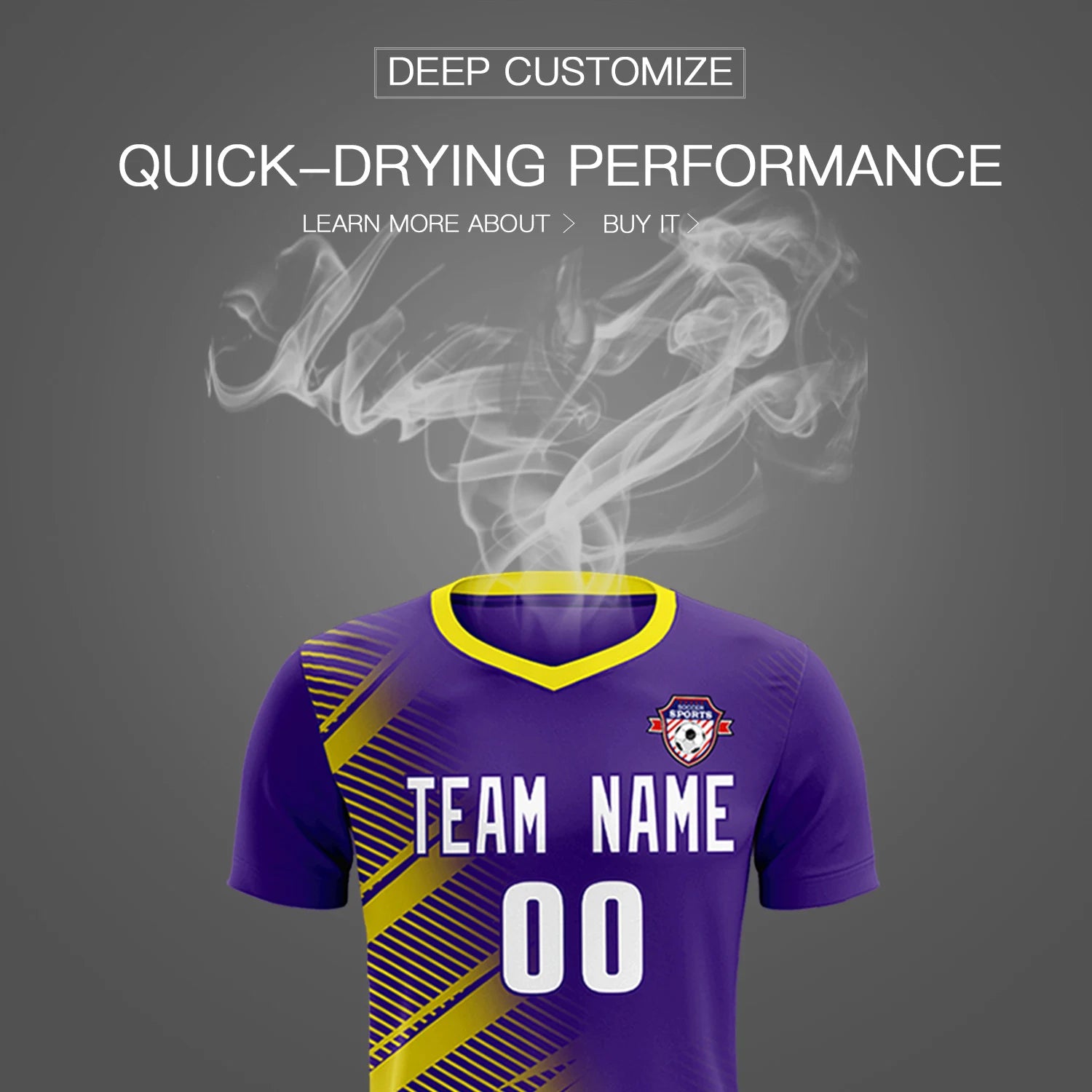 Custom Purple Gold01 Casual Printing Sportswear Soccer Sets Jersey