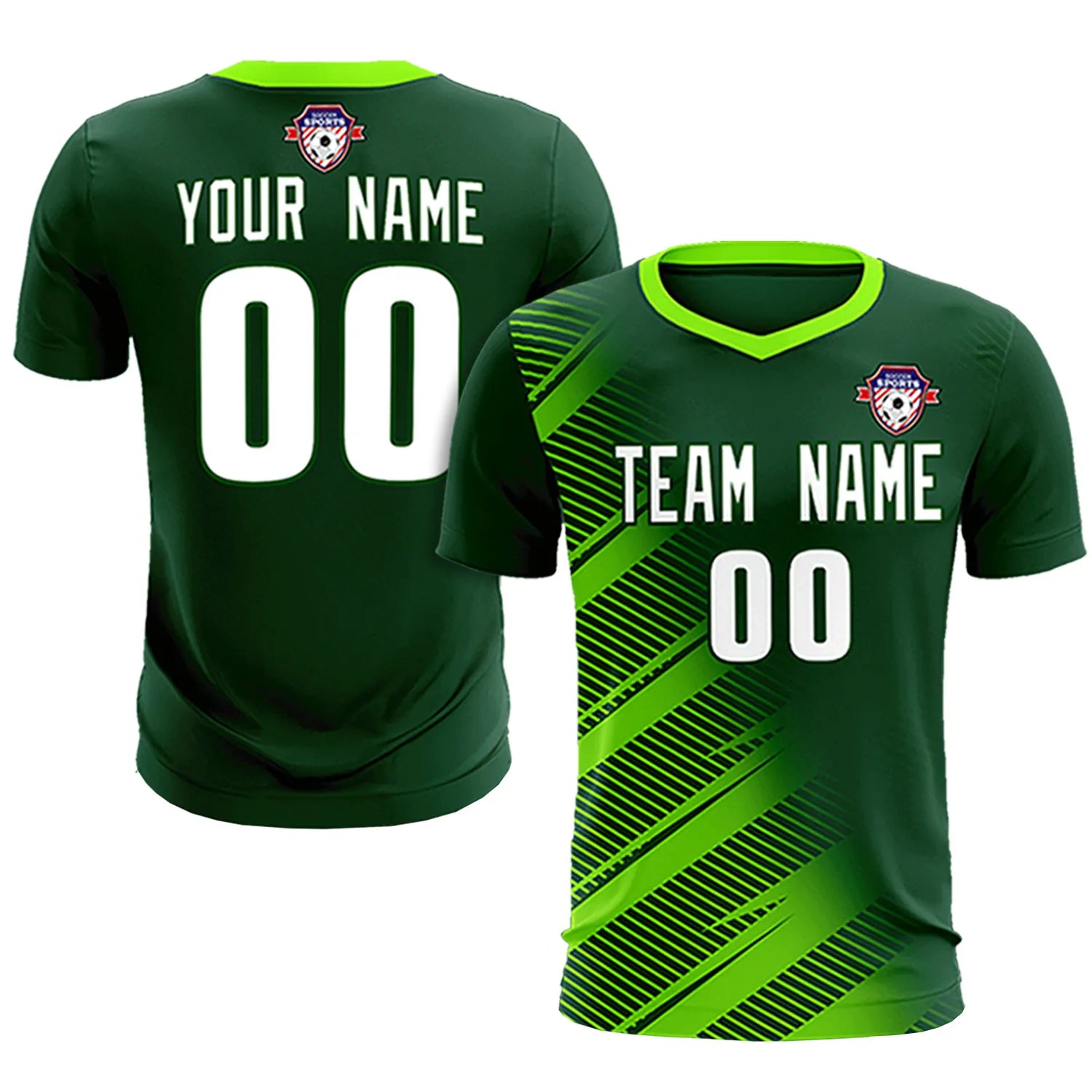 Custom Green Neon Green Casual Printing Sportswear Soccer Sets Jersey