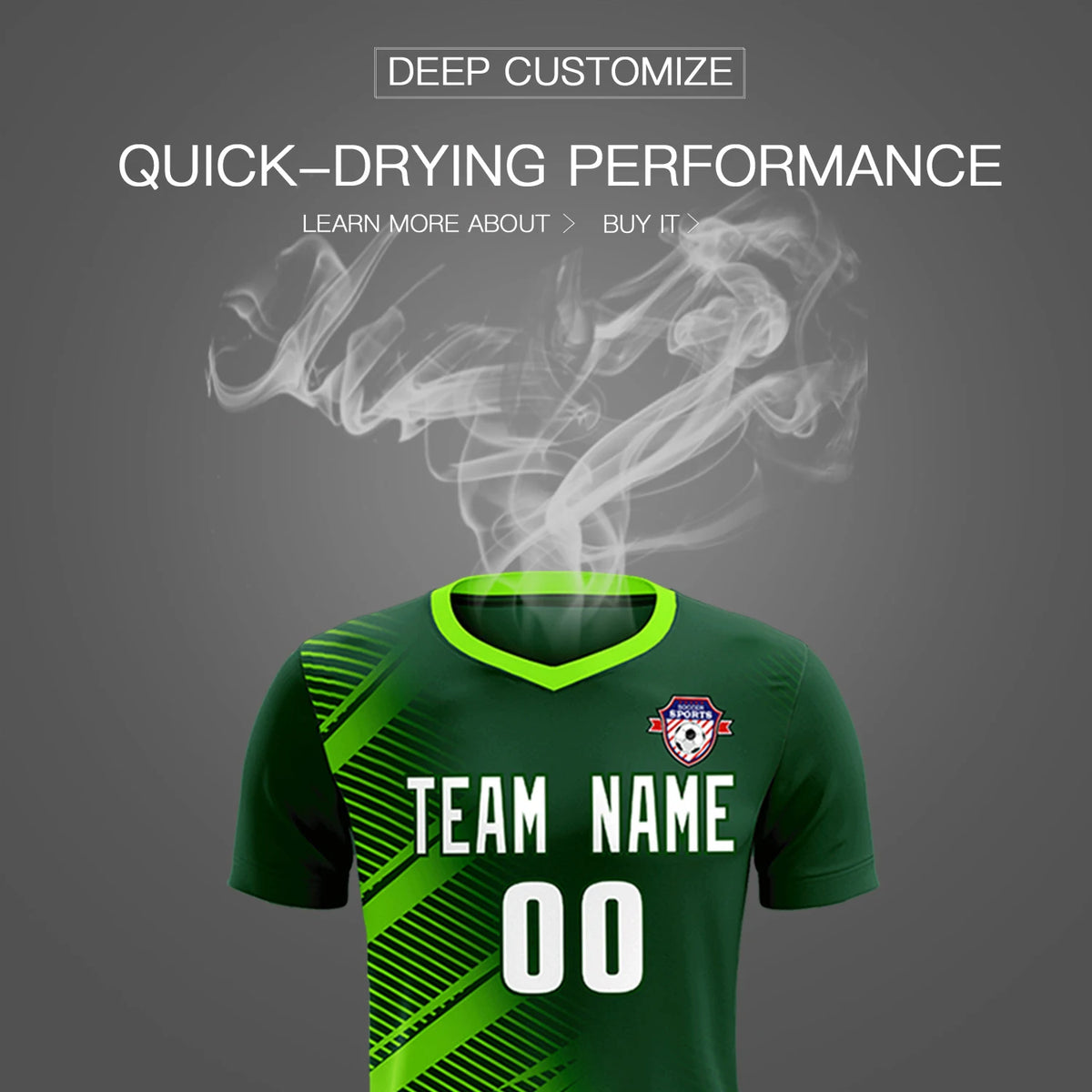 Custom Green Neon Green Casual Printing Sportswear Soccer Sets Jersey