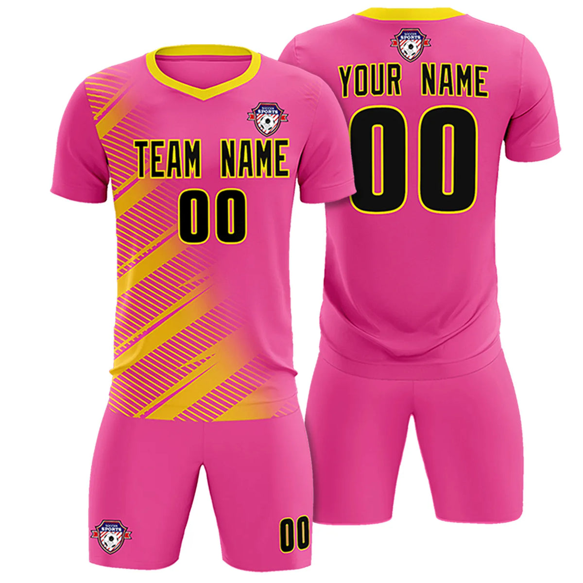 Custom Pink Gold01 Casual Printing Sportswear Soccer Sets Jersey
