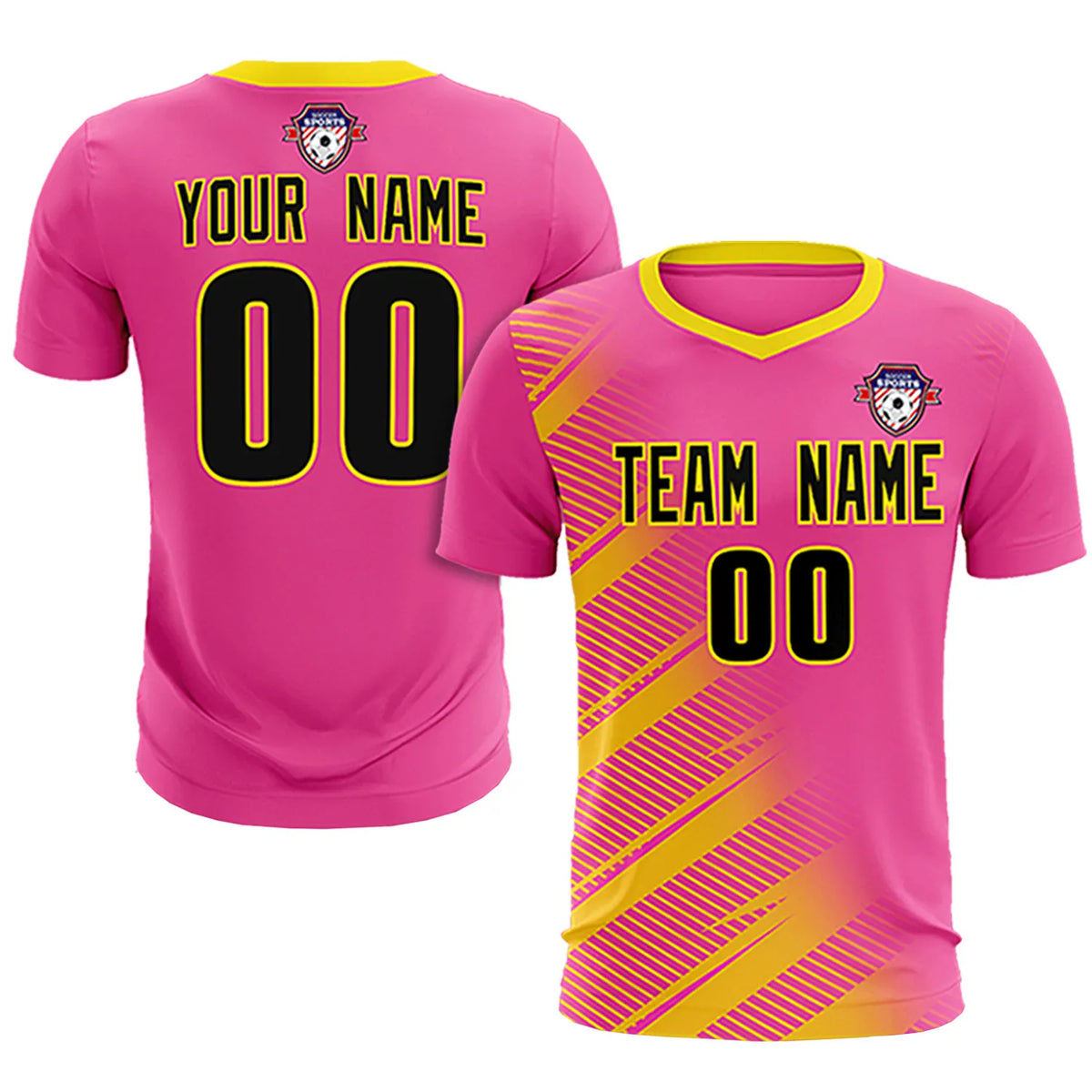 Custom Pink Gold01 Casual Printing Sportswear Soccer Sets Jersey
